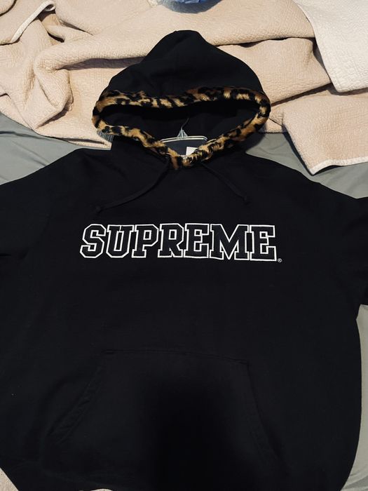 Supreme Supreme Leopard Trim hooded sweatshirt | Grailed