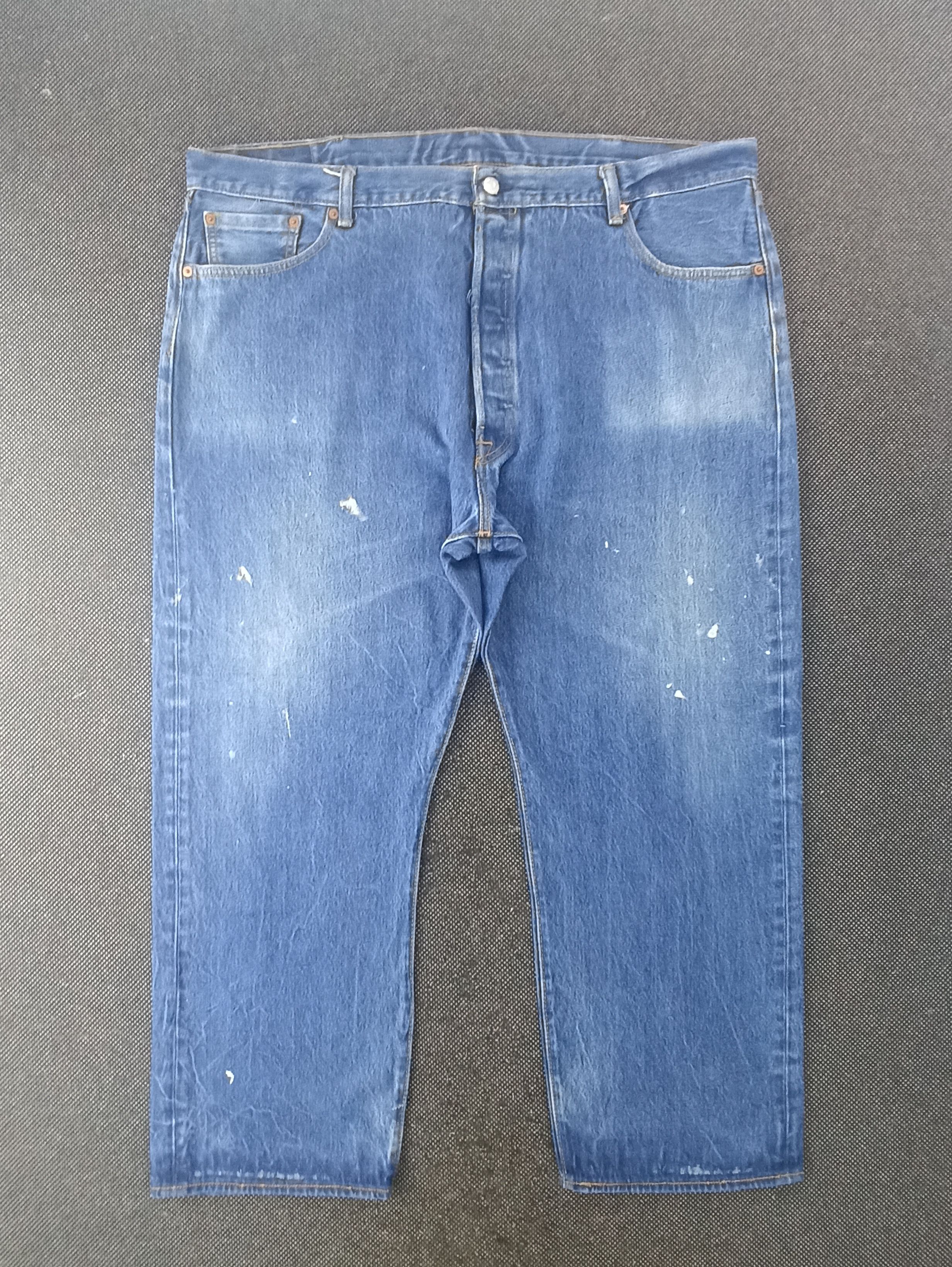 image of Vintage Levis 501 Single 'r' Painted Jeans -J279 in Blue, Men's (Size 44)