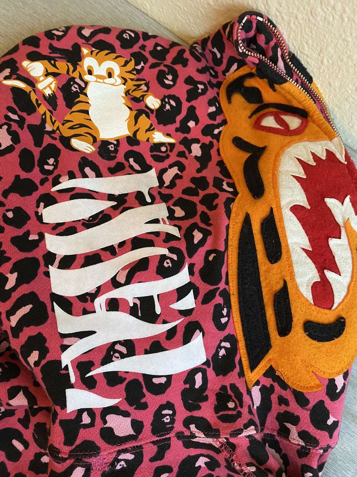 Bape Bape Pink Leopard Print Tiger Hoodie Grailed