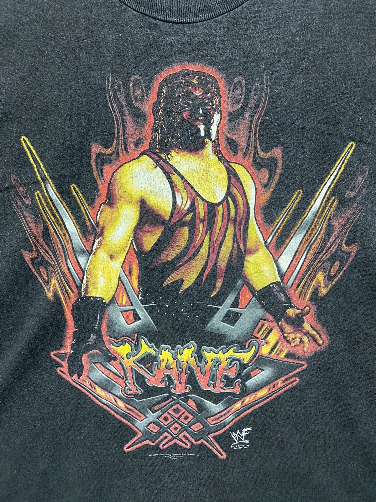 Vintage vintage 2001 KANE out of the fire wrestling wwf wwe t-shirts Size US XL / EU 56 / 4 - 3 Thumbnail