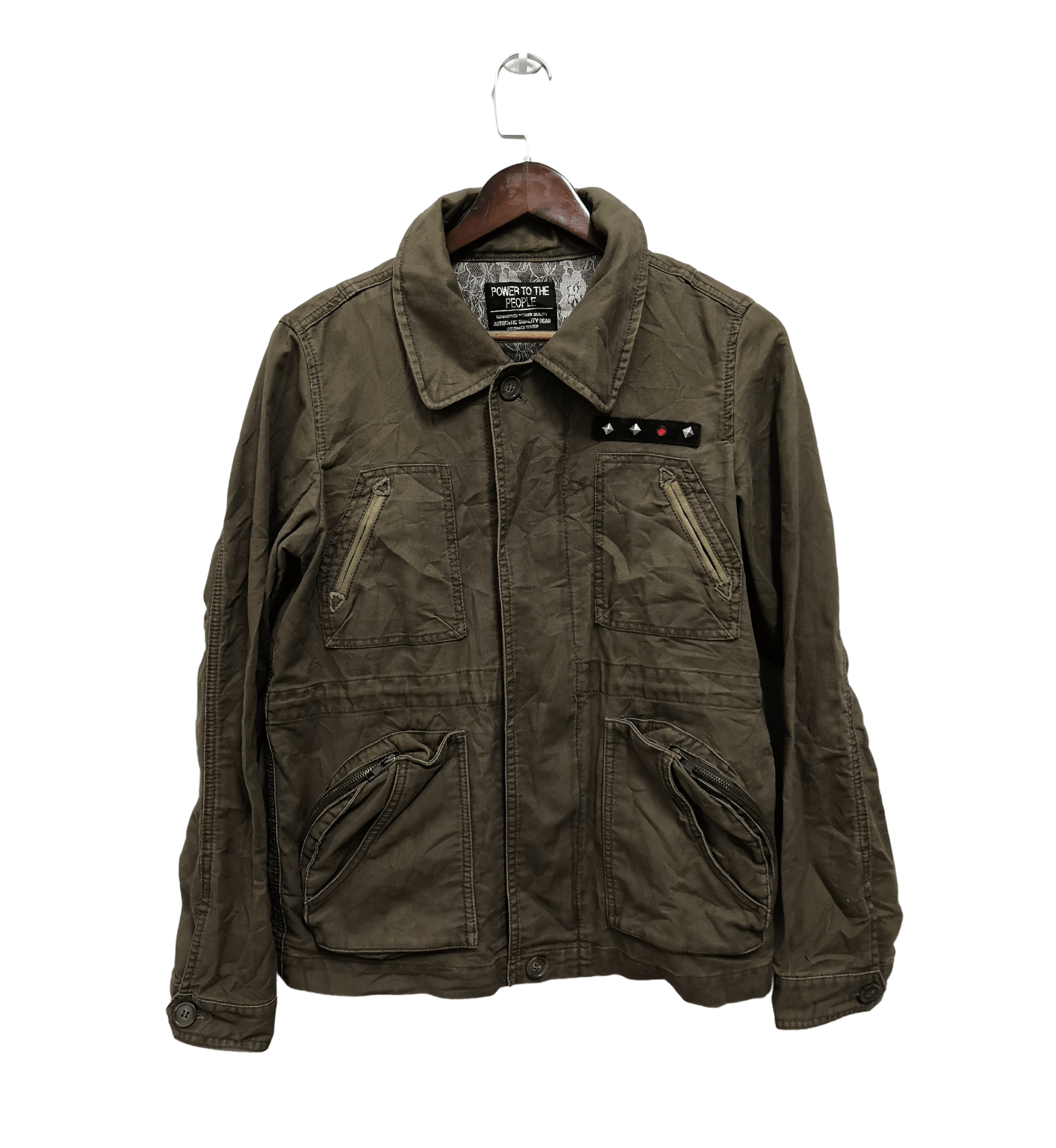 image of Power To The People Multipocket Military Jacket in Green, Women's (Size Medium)