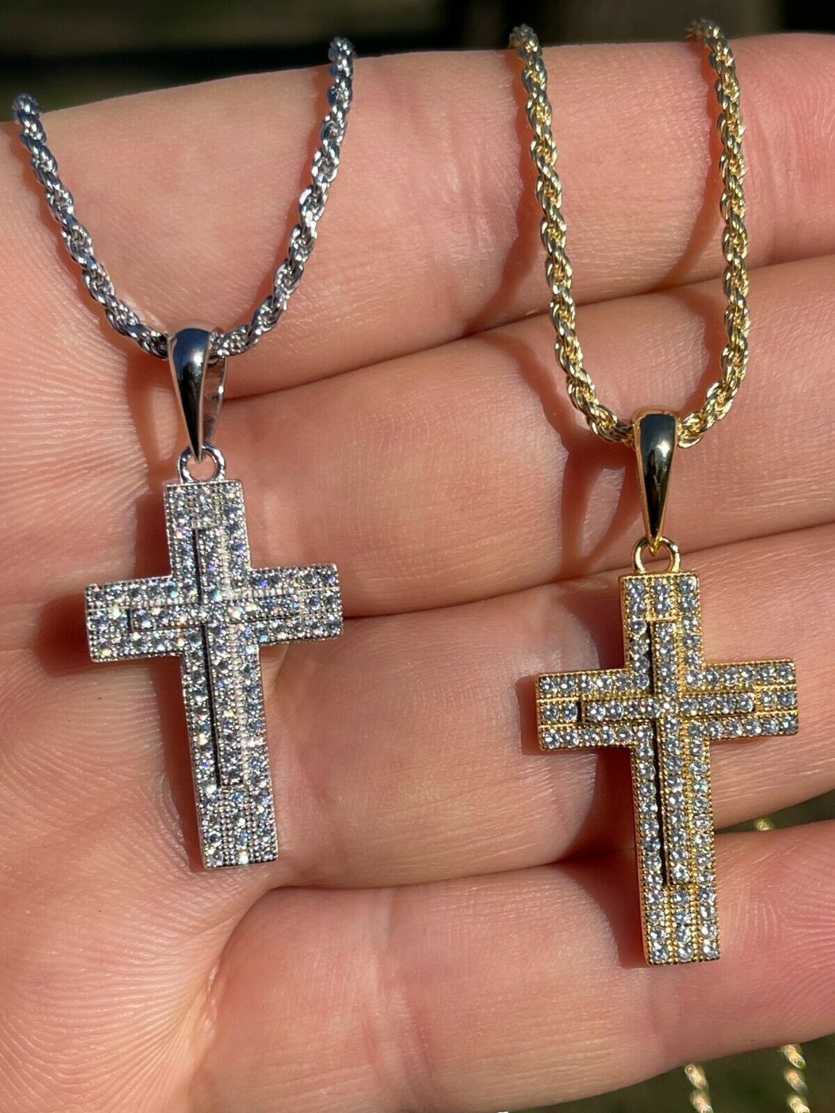 925 Silver Or Gold Cross Crucifix Pendant Necklace Small