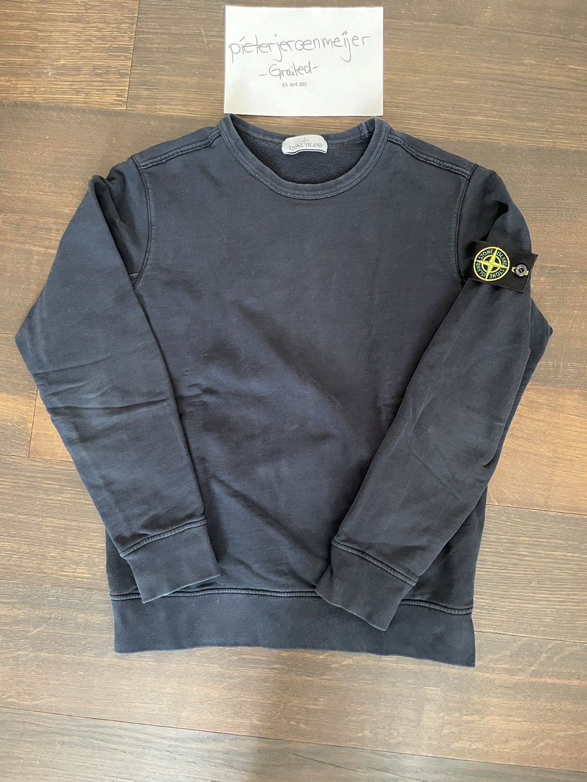 image of Stone Island Navy Crew Neck Sweater Size L, Men's
