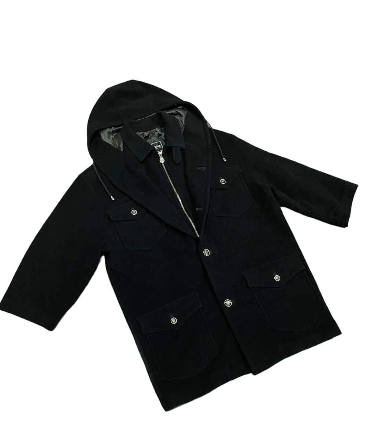 Versace VTG Versace Men Wool Hooded Medusa Button 4 Pocket Jacket Size US L / EU 52-54 / 3 - 3 Thumbnail