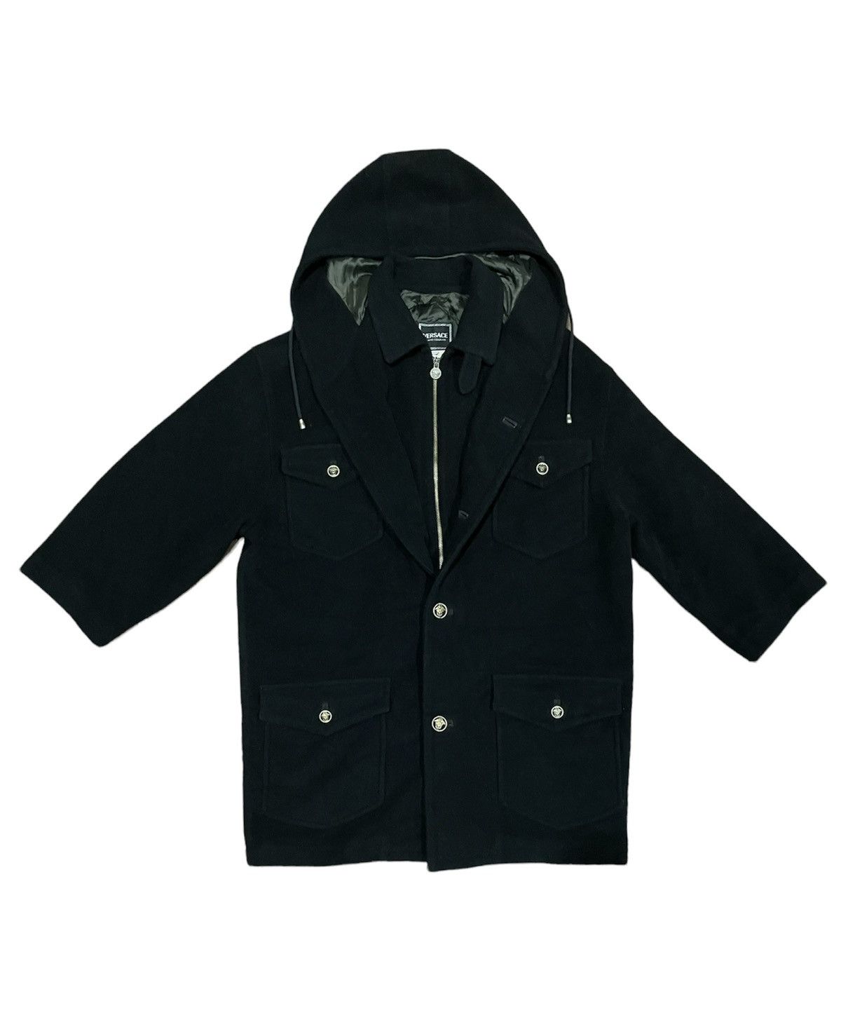 Versace VTG Versace Men Wool Hooded Medusa Button 4 Pocket Jacket Size US L / EU 52-54 / 3 - 1 Thumbnail