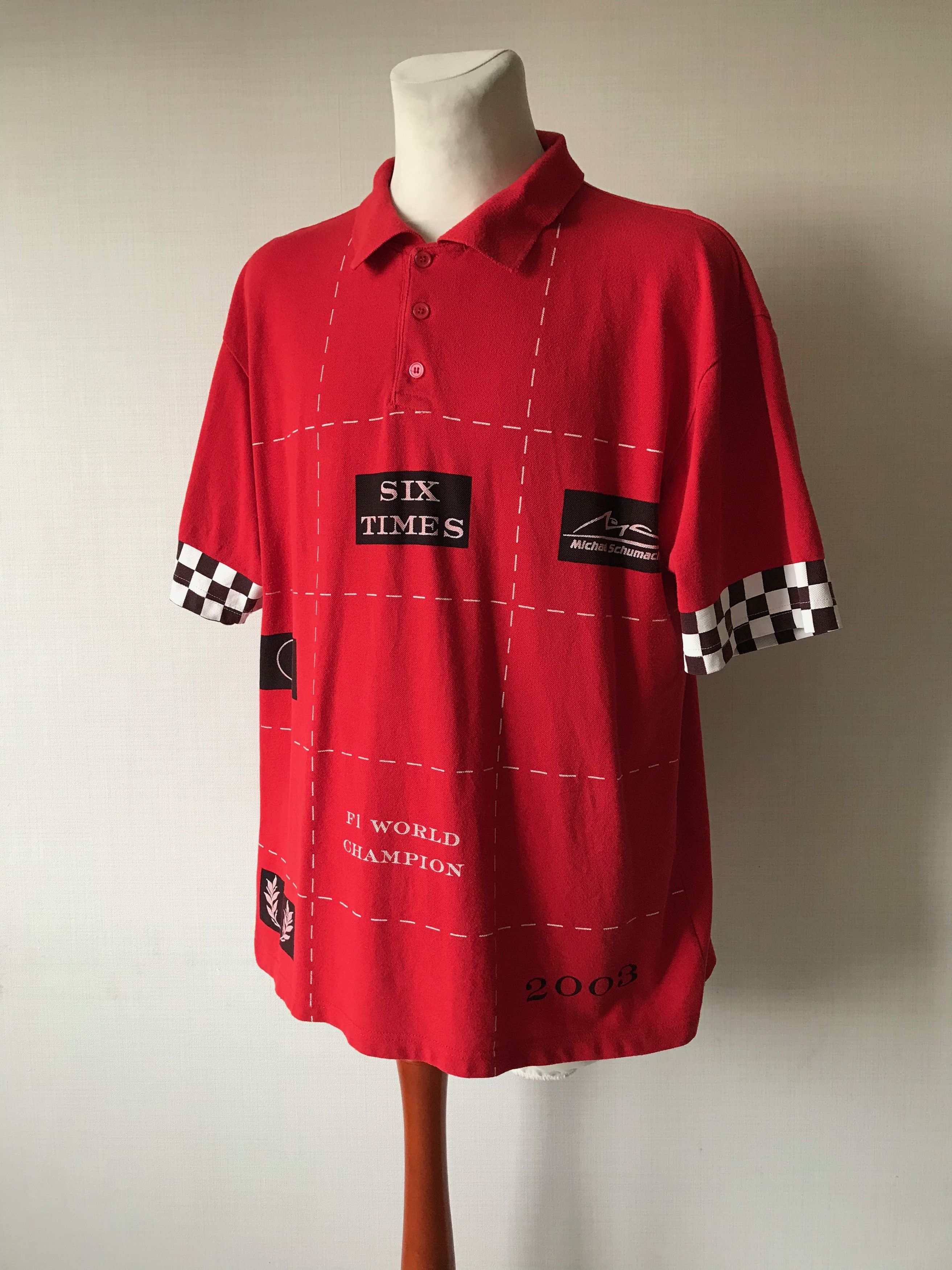 Formula 1 2003 Michael Schumacher Racing Formula Uno Polo Shirt Size US XXL / EU 58 / 5 - 1 Thumbnail