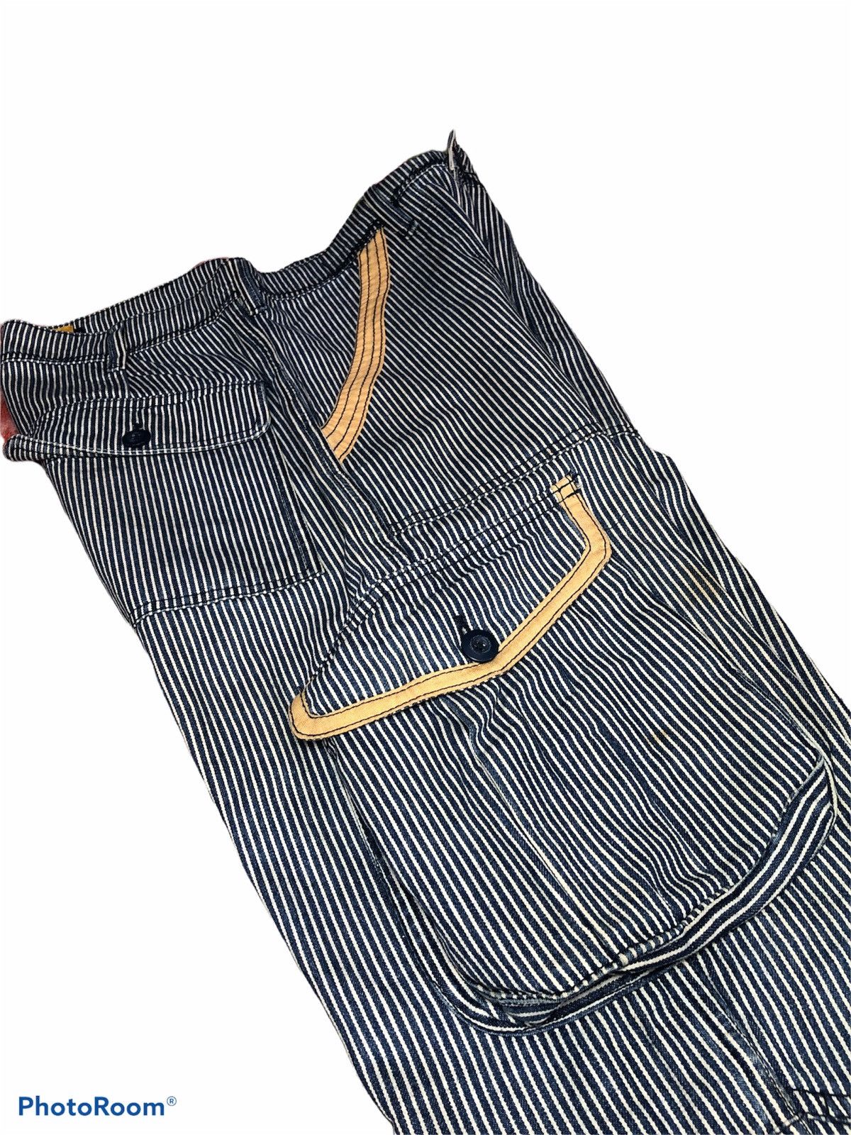 Japanese Brand RUSH HOUR HICKORY STRIPE CARGO PANT Size US 32 / EU 48 - 6 Thumbnail