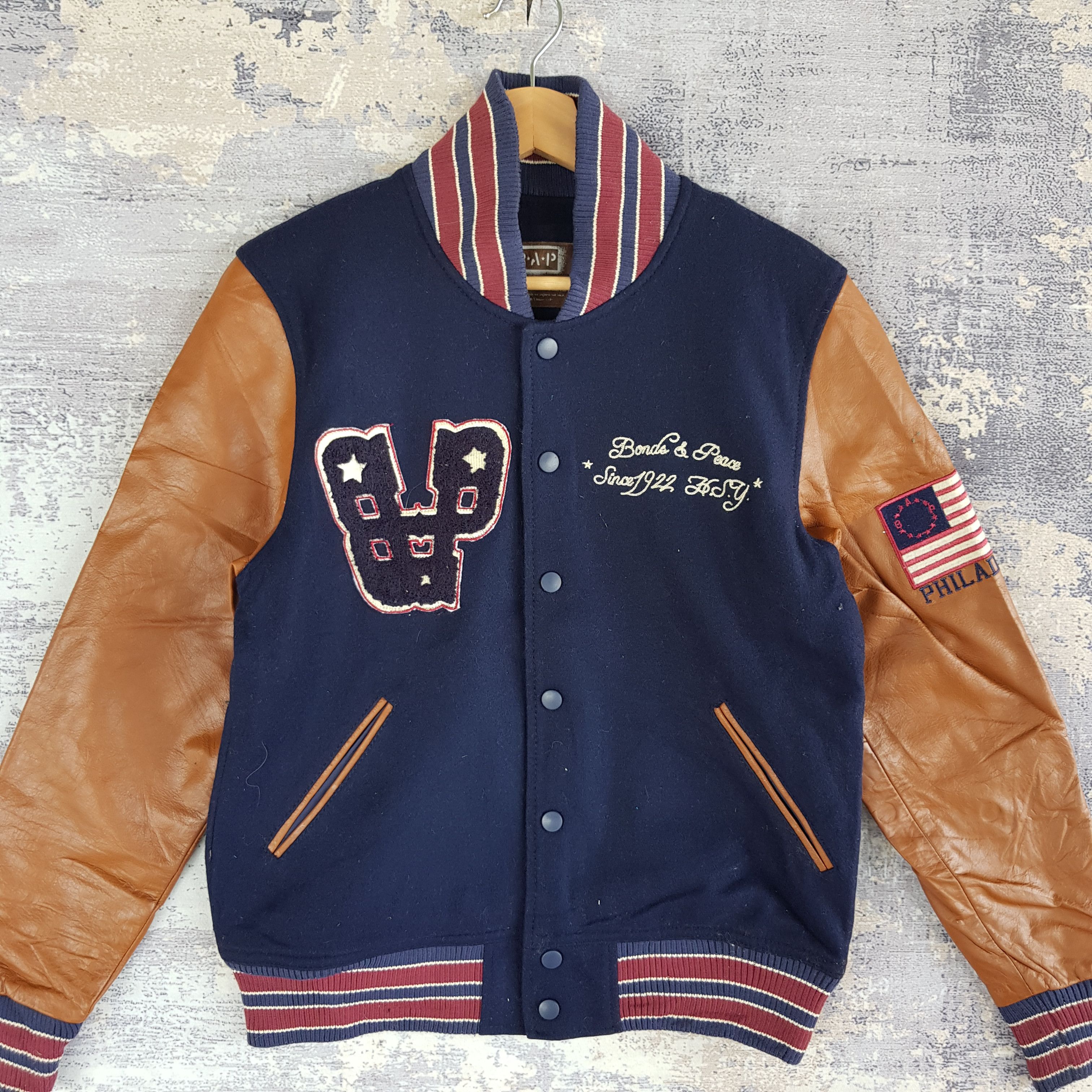 Japanese Brand × Vintage BAP Varsity Jacket Leather Jacket Letterman Wool Jackets Size US S / EU 44-46 / 1 - 3 Thumbnail
