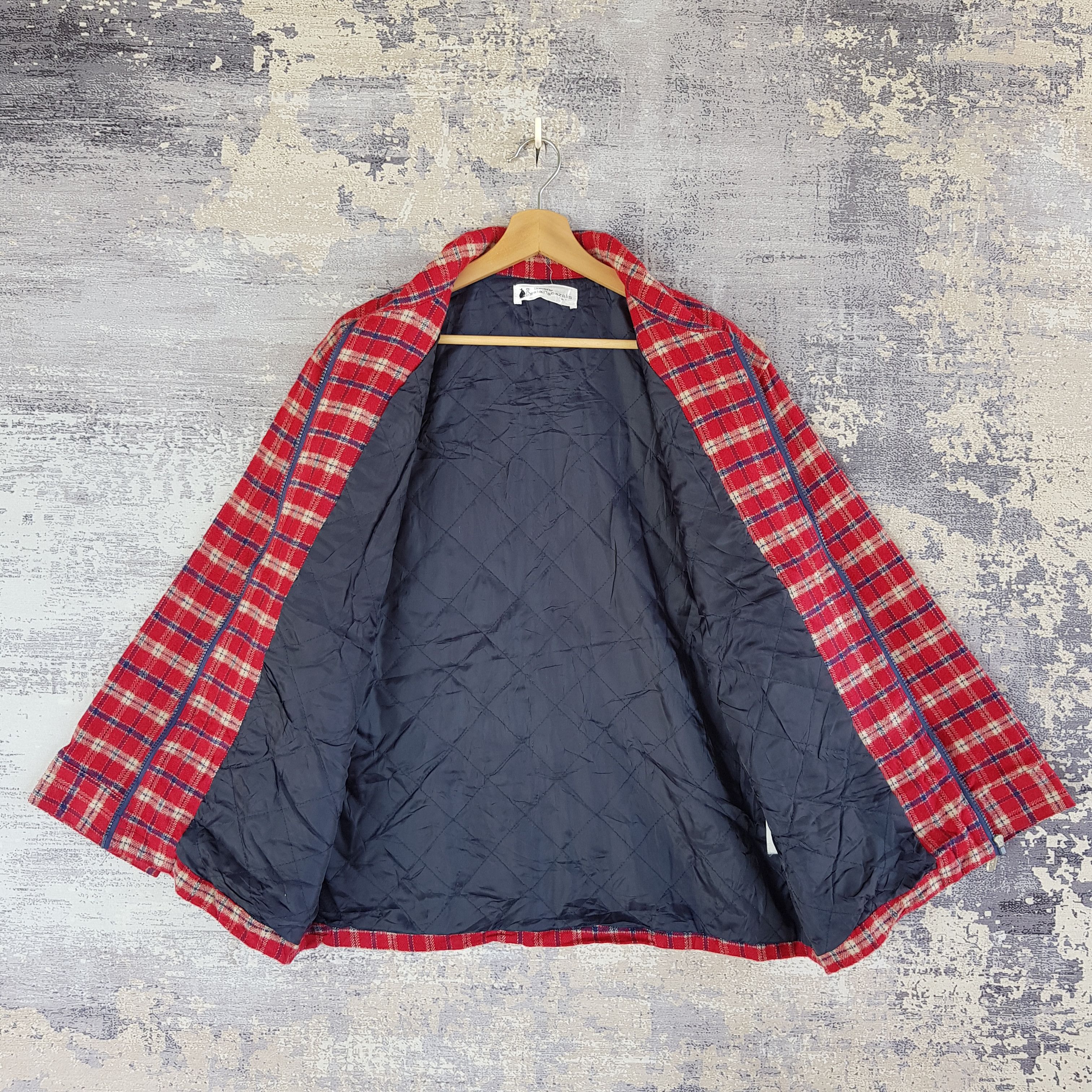Vintage Vintage 90s Alain Cazalis Checkered Jacket Wool Jacket Size US L / EU 52-54 / 3 - 6 Thumbnail