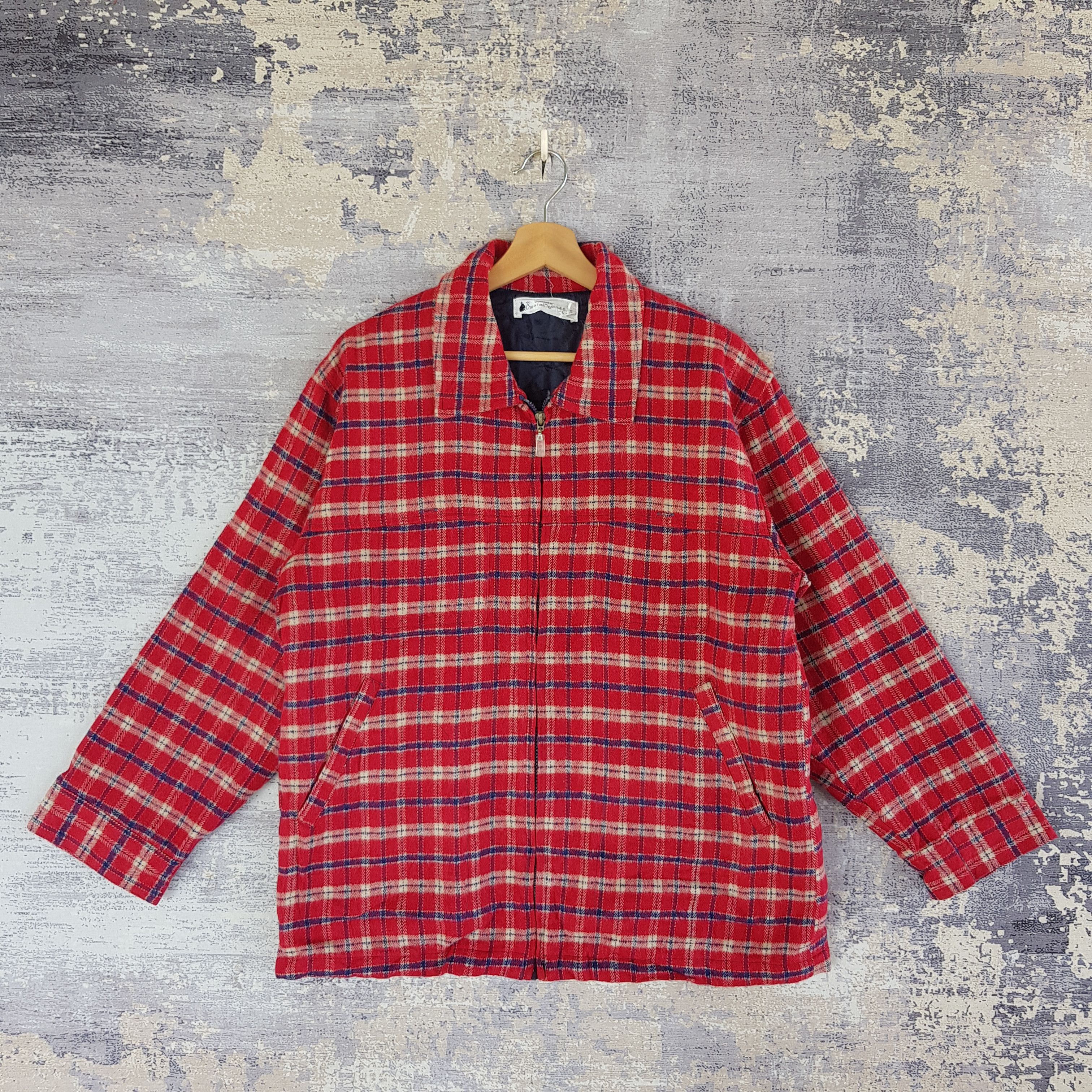 Vintage Vintage 90s Alain Cazalis Checkered Jacket Wool Jacket Size US L / EU 52-54 / 3 - 1 Thumbnail