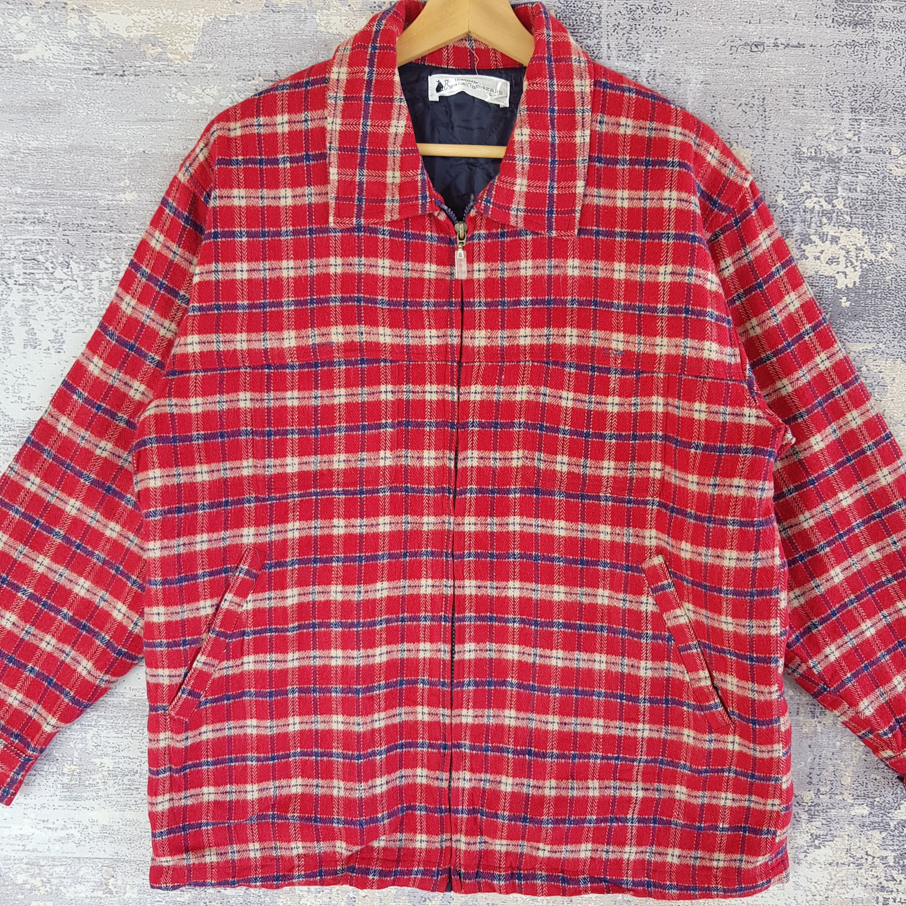 Vintage Vintage 90s Alain Cazalis Checkered Jacket Wool Jacket Size US L / EU 52-54 / 3 - 3 Thumbnail