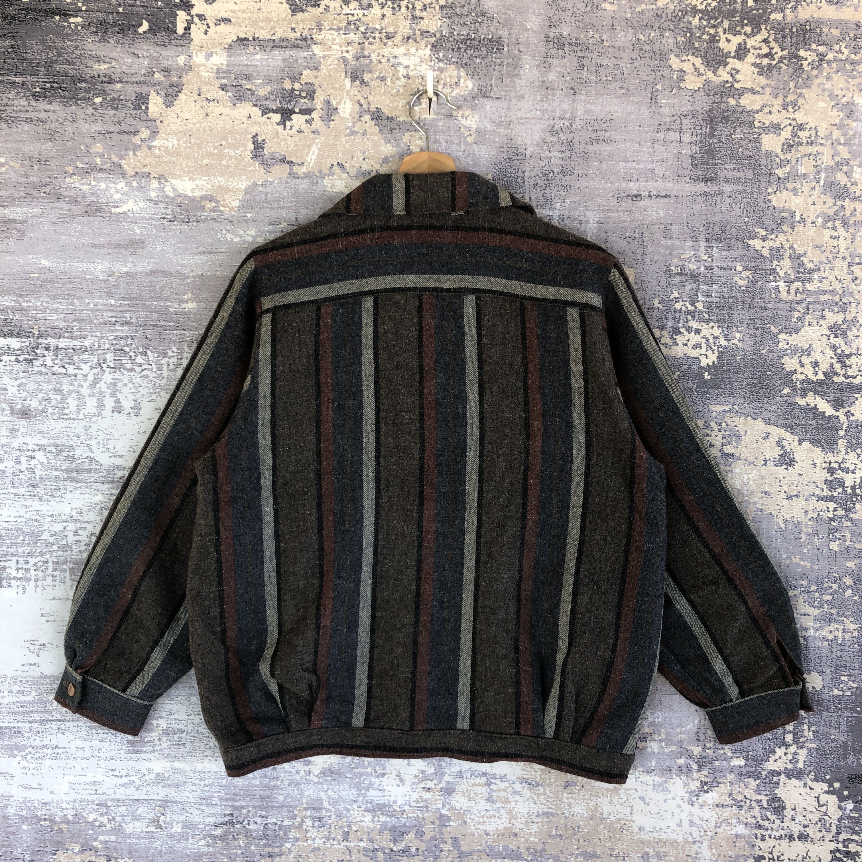 Japanese Brand × Vintage Vintage Japanese Stripe Baseball Jacket Wool Jacket Size US M / EU 48-50 / 2 - 2 Thumbnail