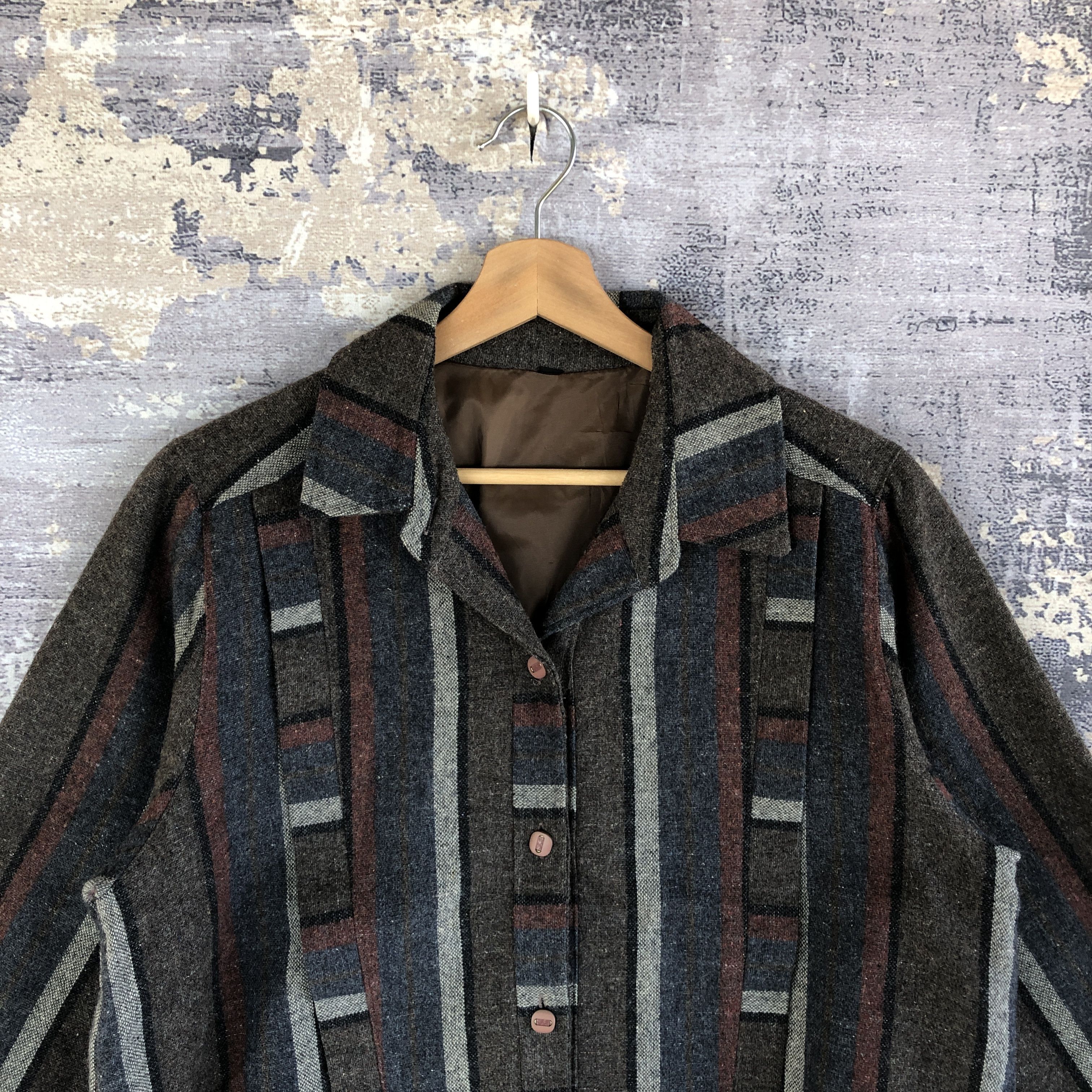 Japanese Brand × Vintage Vintage Japanese Stripe Baseball Jacket Wool Jacket Size US M / EU 48-50 / 2 - 3 Thumbnail