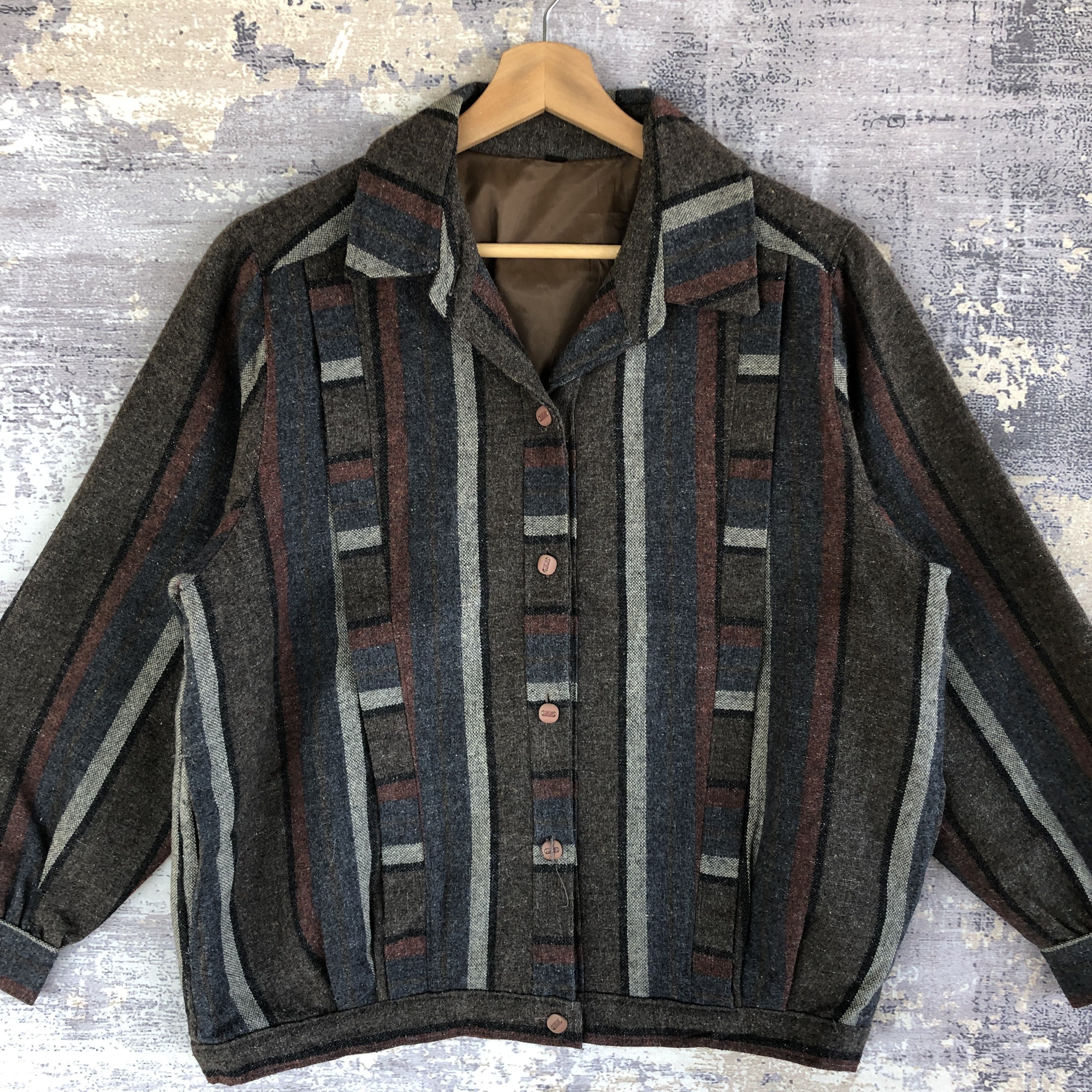 Japanese Brand × Vintage Vintage Japanese Stripe Baseball Jacket Wool Jacket Size US M / EU 48-50 / 2 - 4 Thumbnail