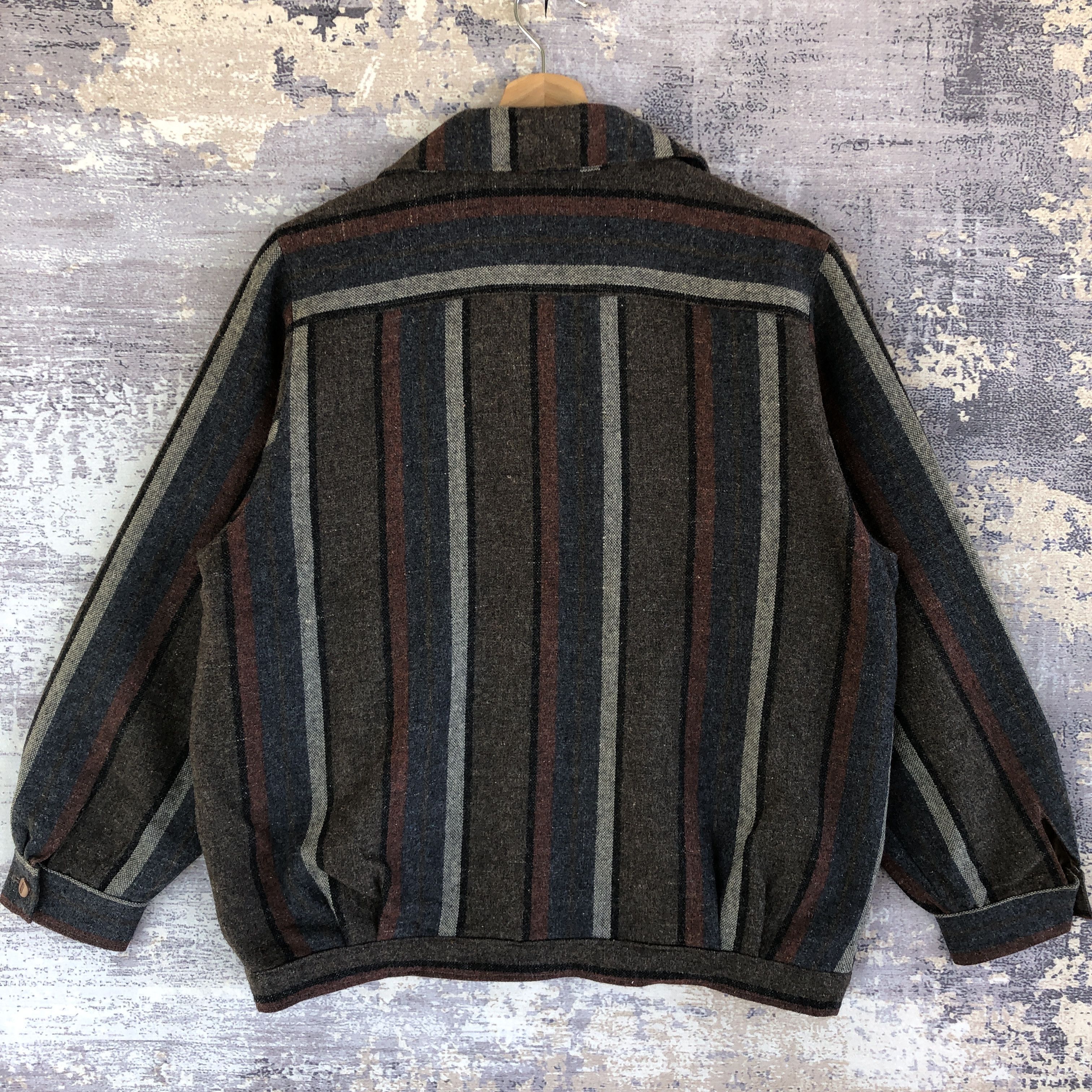 Japanese Brand × Vintage Vintage Japanese Stripe Baseball Jacket Wool Jacket Size US M / EU 48-50 / 2 - 5 Thumbnail