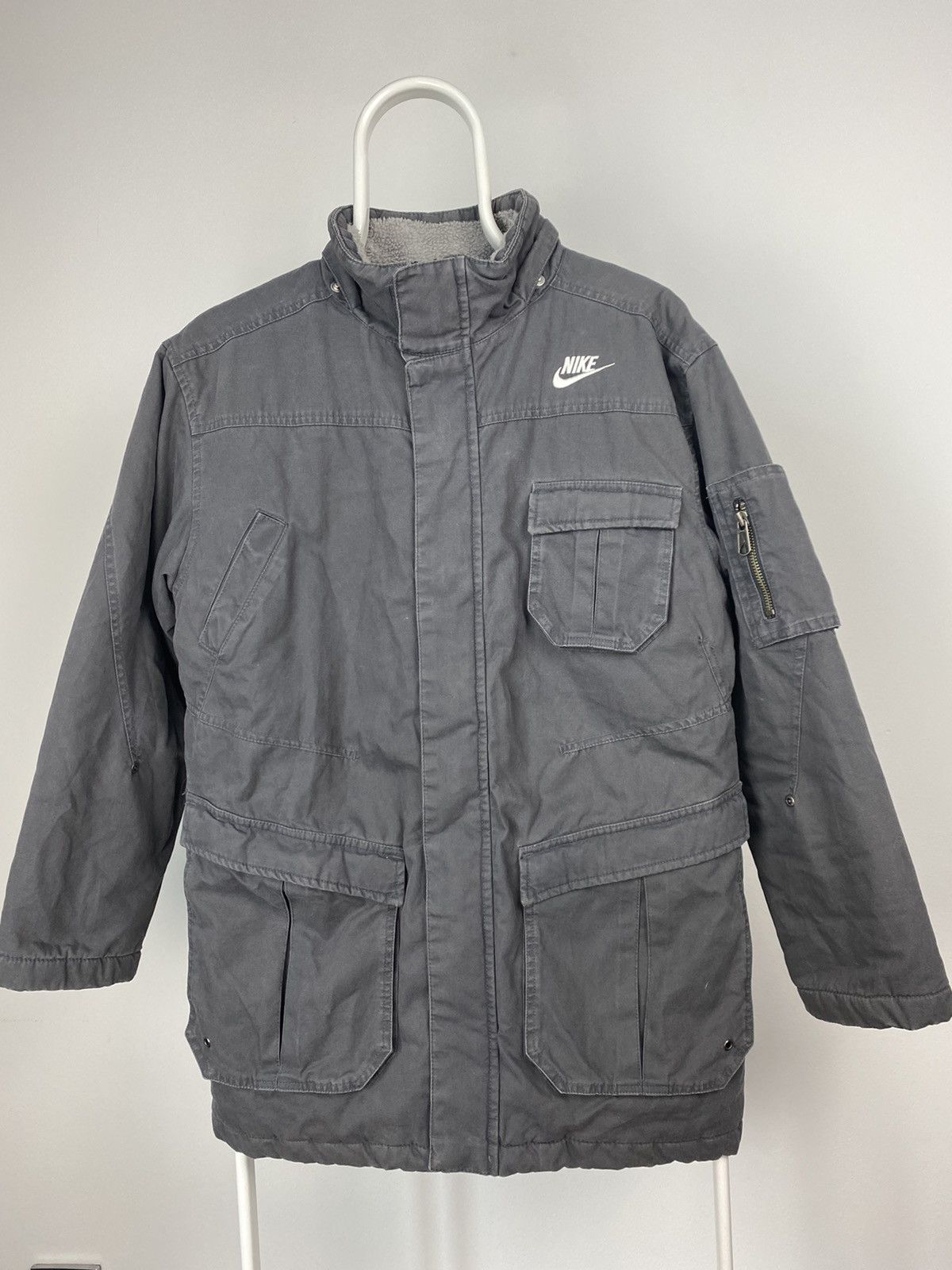 Nike × Vintage Nike vintage grey cargo jacket multi pocket 2000s Size US S / EU 44-46 / 1 - 1 Thumbnail