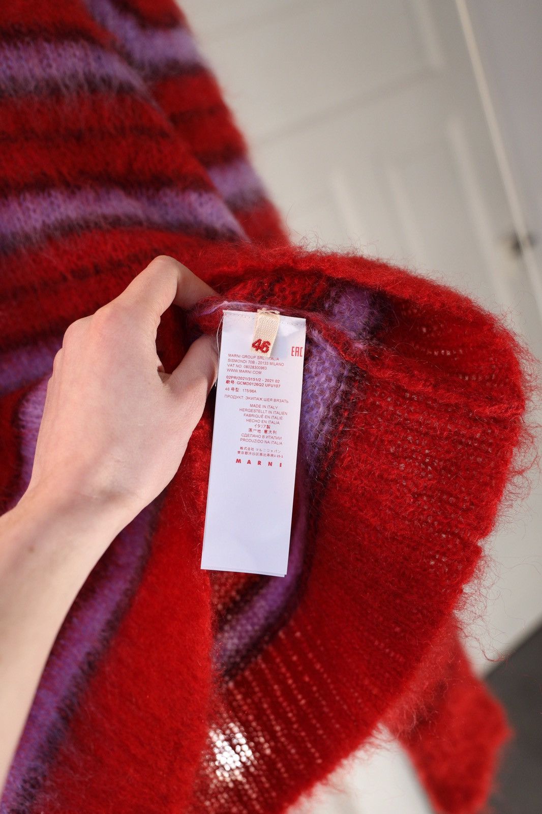 Marni AW21 Marni Mohair Fuzzy Mohair Sweater Red&Purple Colorway Size US S / EU 44-46 / 1 - 7 Thumbnail