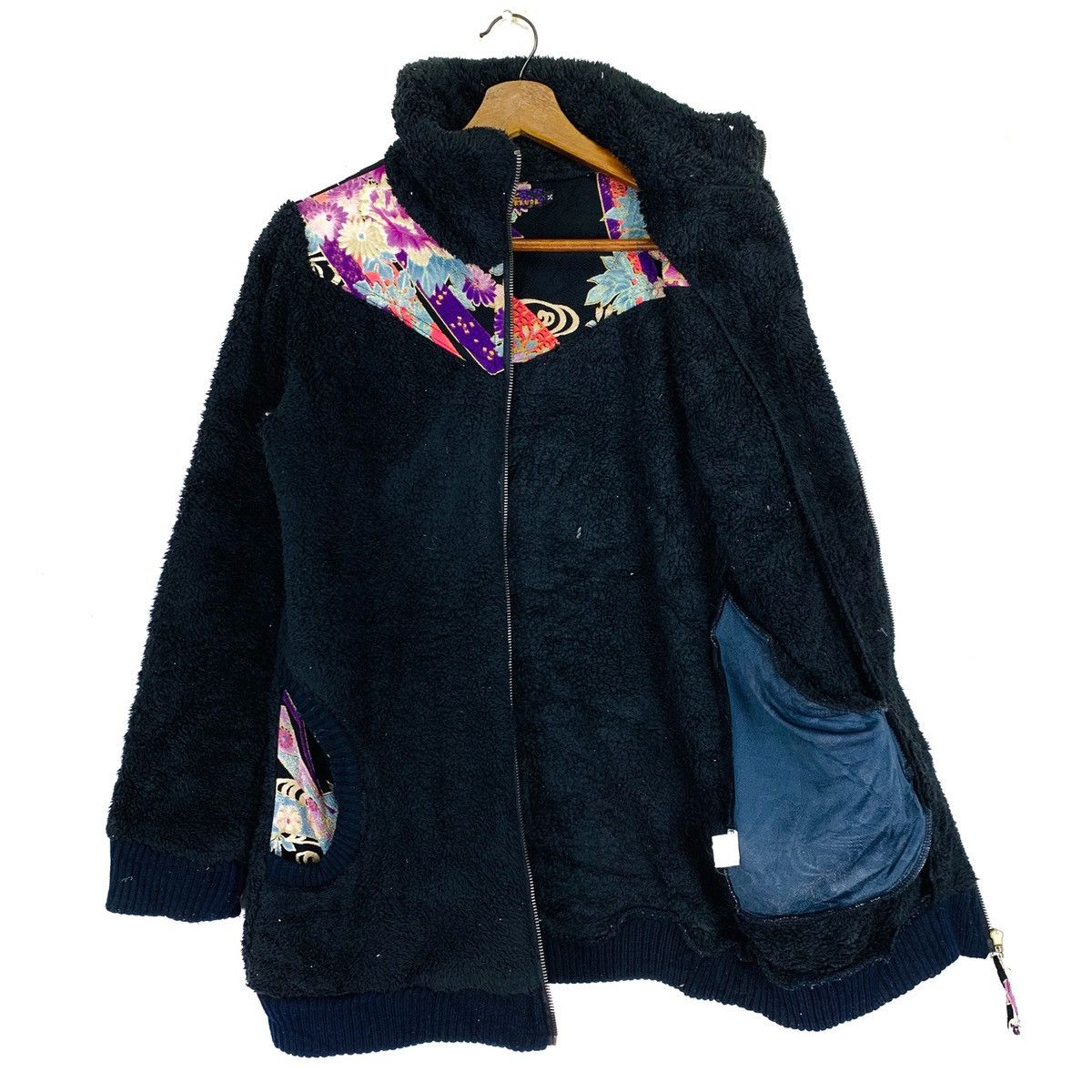 Japanese Brand Vintage Sakura Hoodie Fleece Faux Fur Jacket Size US M / EU 48-50 / 2 - 5 Thumbnail