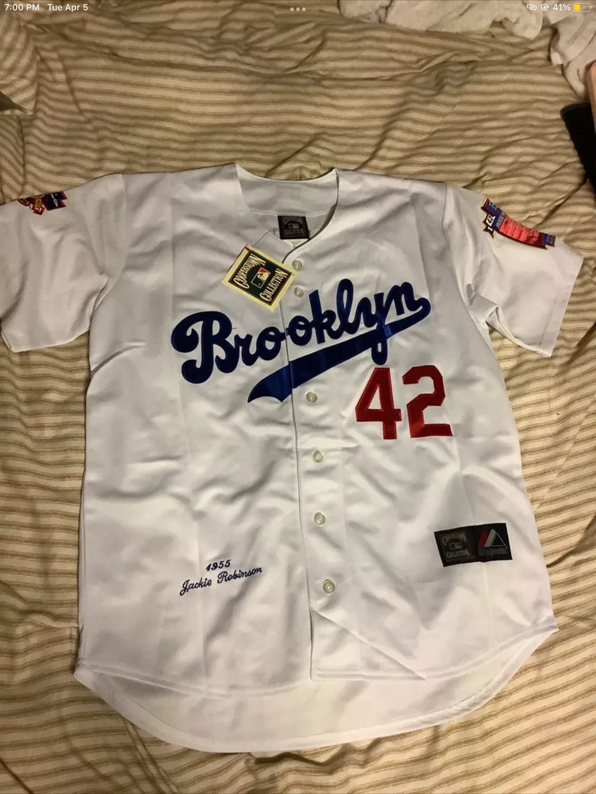 Cooperstown, Shirts, Jackie Robinson Los Angeles Dodgers Jersey Mens Xl  Nwt Black With 42 Patch