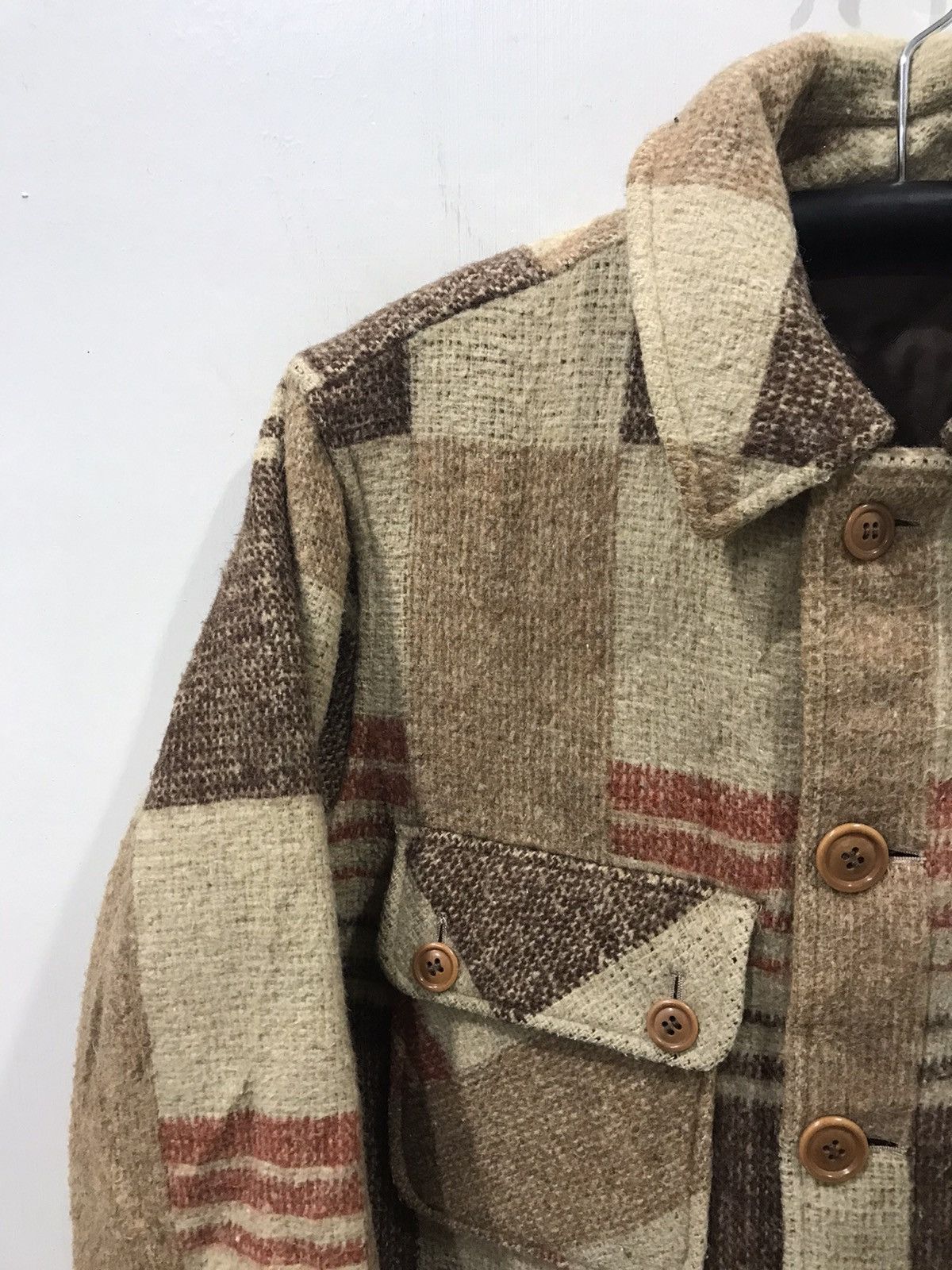 Japanese Brand Vintage Artisanal Motive Geometric Plaid Sturdy Linen Jacket Size US M / EU 48-50 / 2 - 6 Thumbnail