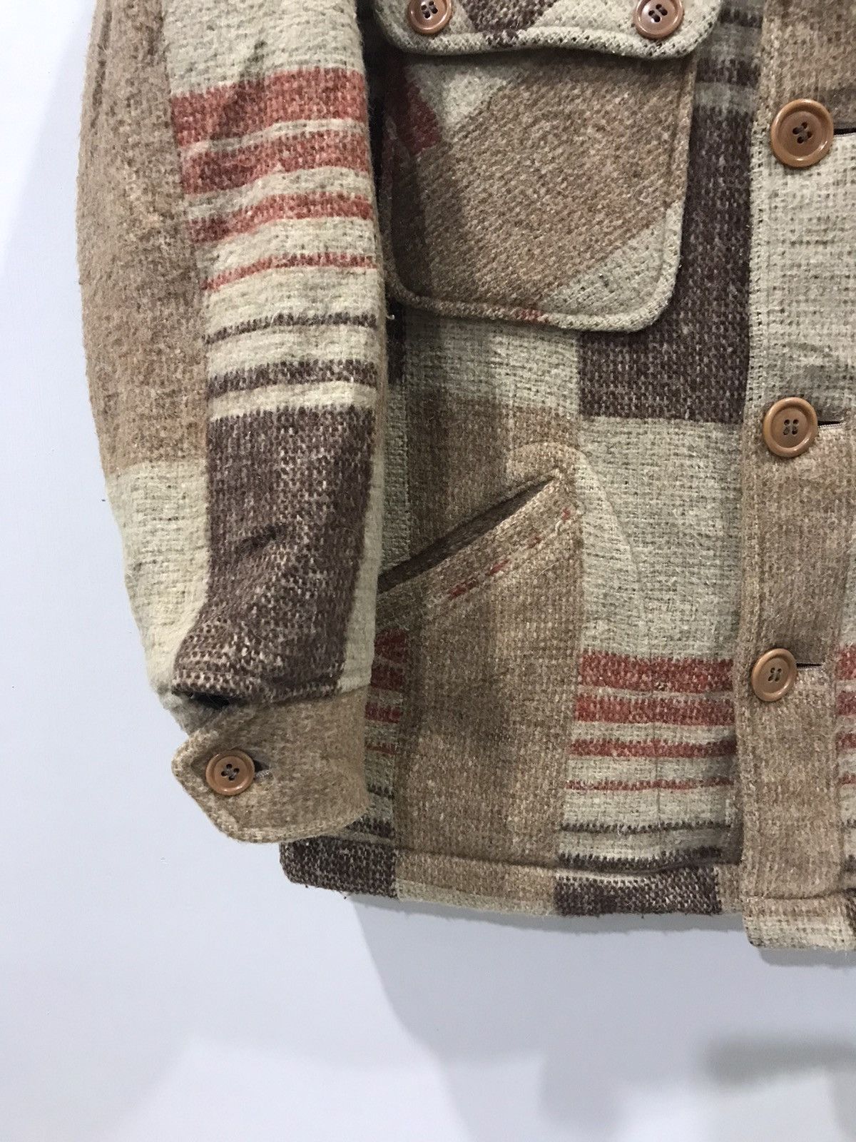 Japanese Brand Vintage Artisanal Motive Geometric Plaid Sturdy Linen Jacket Size US M / EU 48-50 / 2 - 8 Thumbnail