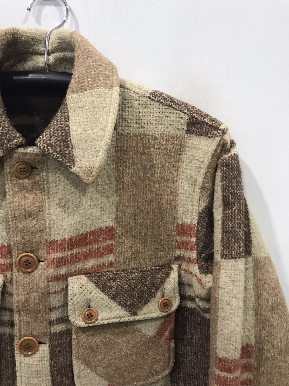 Japanese Brand Vintage Artisanal Motive Geometric Plaid Sturdy Linen Jacket Size US M / EU 48-50 / 2 - 5 Thumbnail