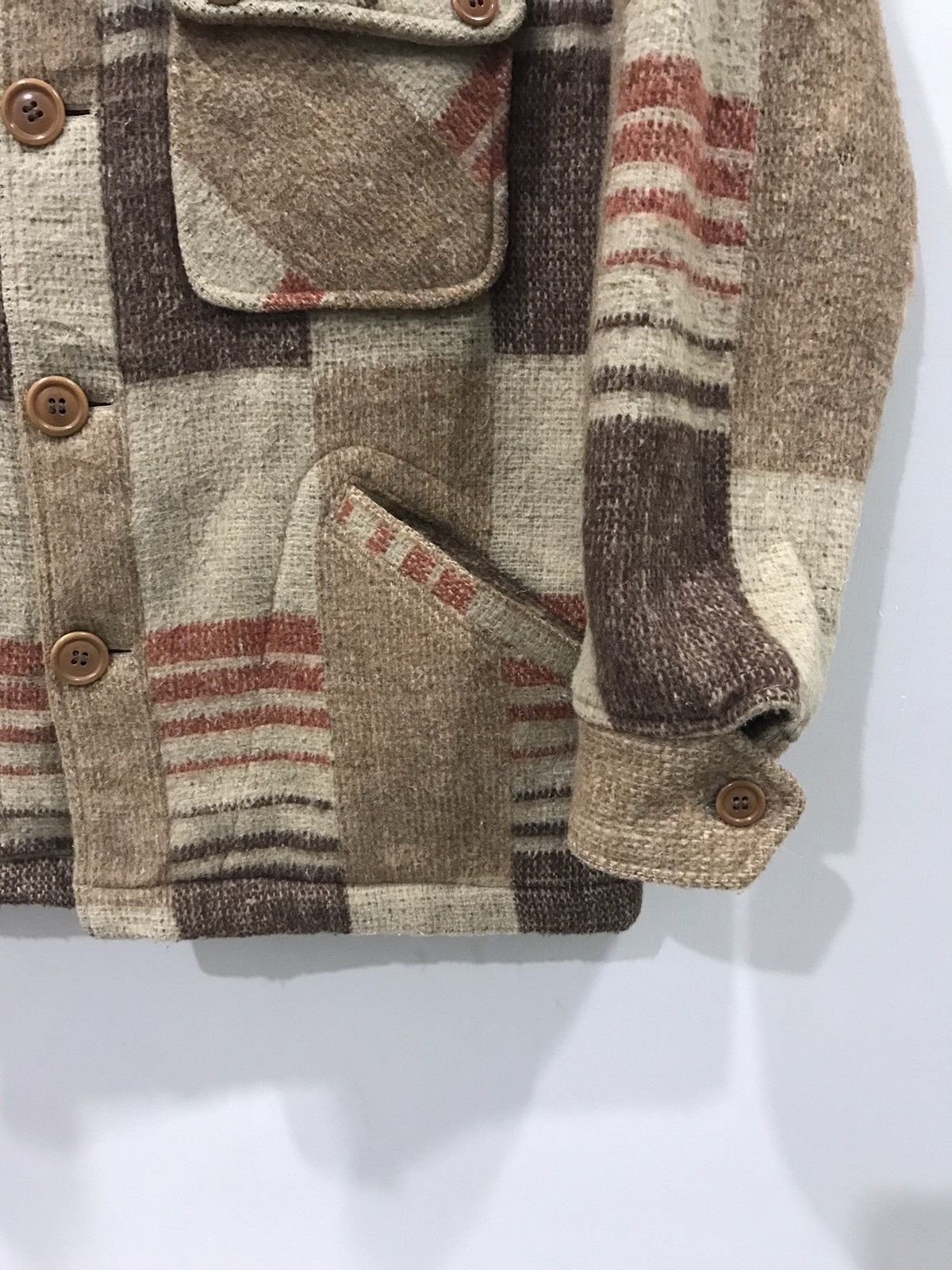 Japanese Brand Vintage Artisanal Motive Geometric Plaid Sturdy Linen Jacket Size US M / EU 48-50 / 2 - 7 Thumbnail