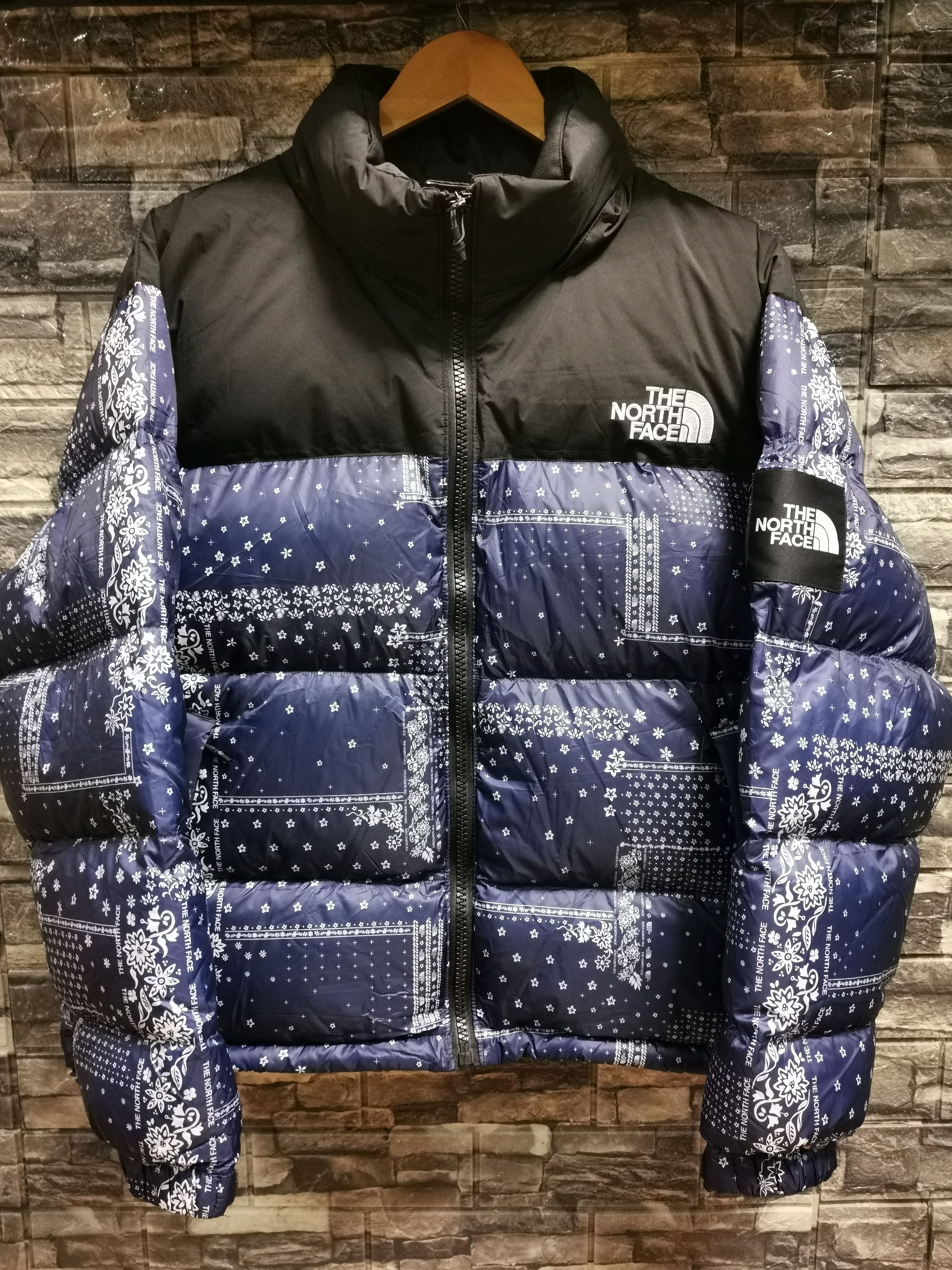 north face paisley nuptse