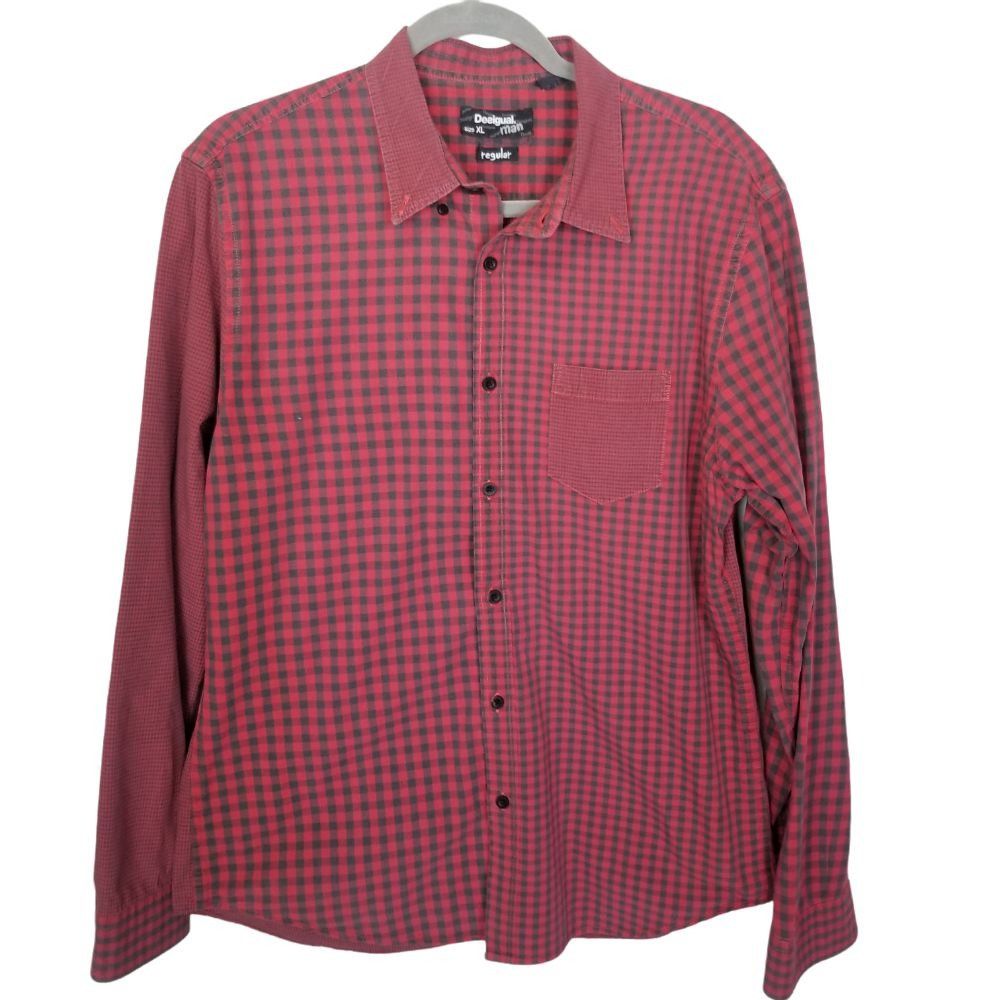 Desigual Desigual Mens XL Checkered Button Down Long Sleeve Shirt Size US XL / EU 56 / 4 - 1 Preview