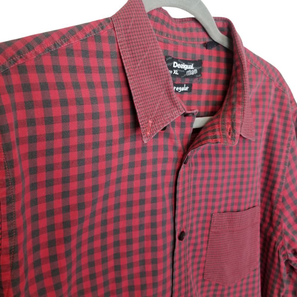 Desigual Desigual Mens XL Checkered Button Down Long Sleeve Shirt Size US XL / EU 56 / 4 - 5 Thumbnail