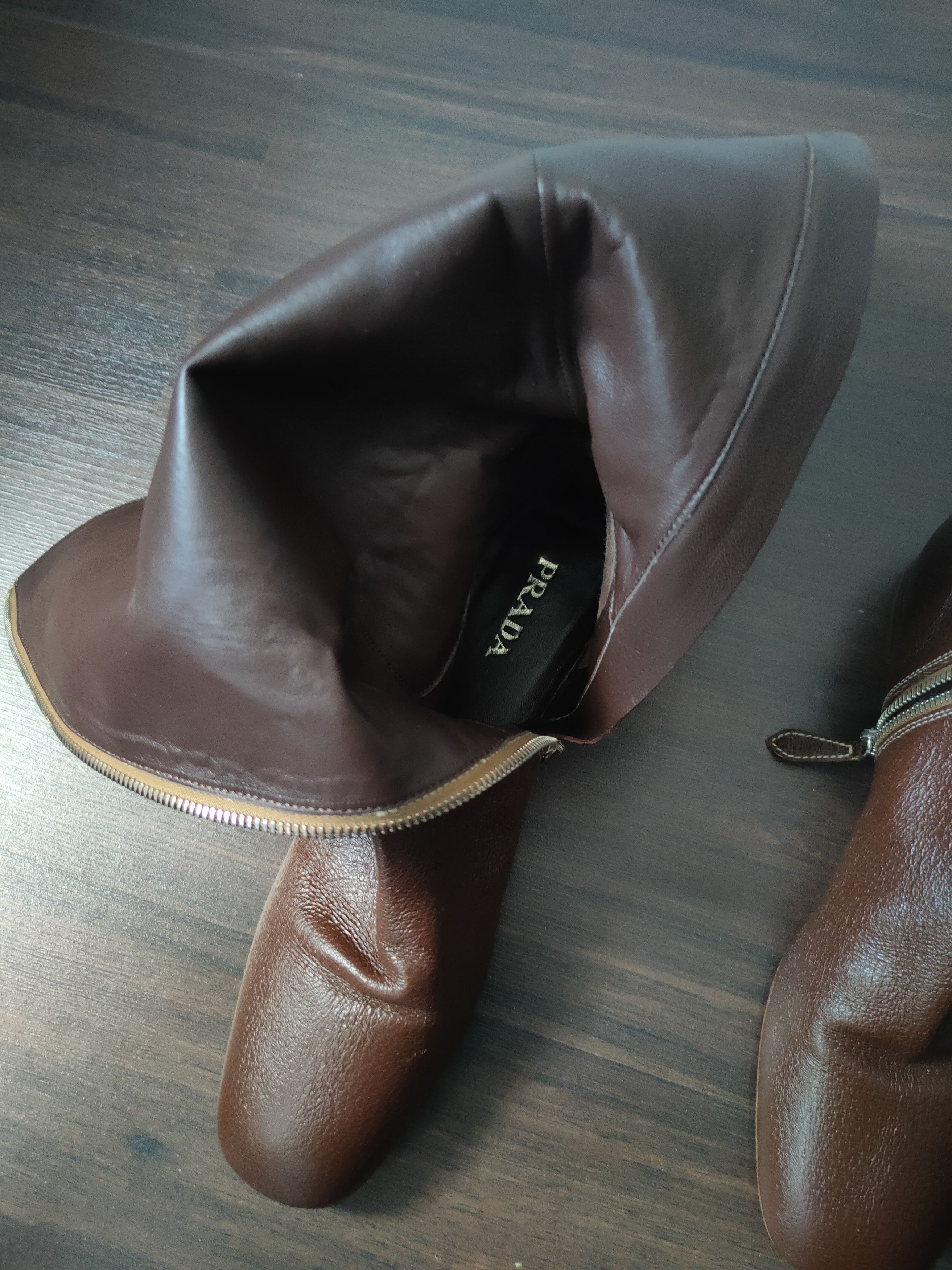 Prada × Vintage Vintage 90s Women's Prada Leather Riding Boots Brown EU 40 Size US 7 / IT 37 - 23 Thumbnail