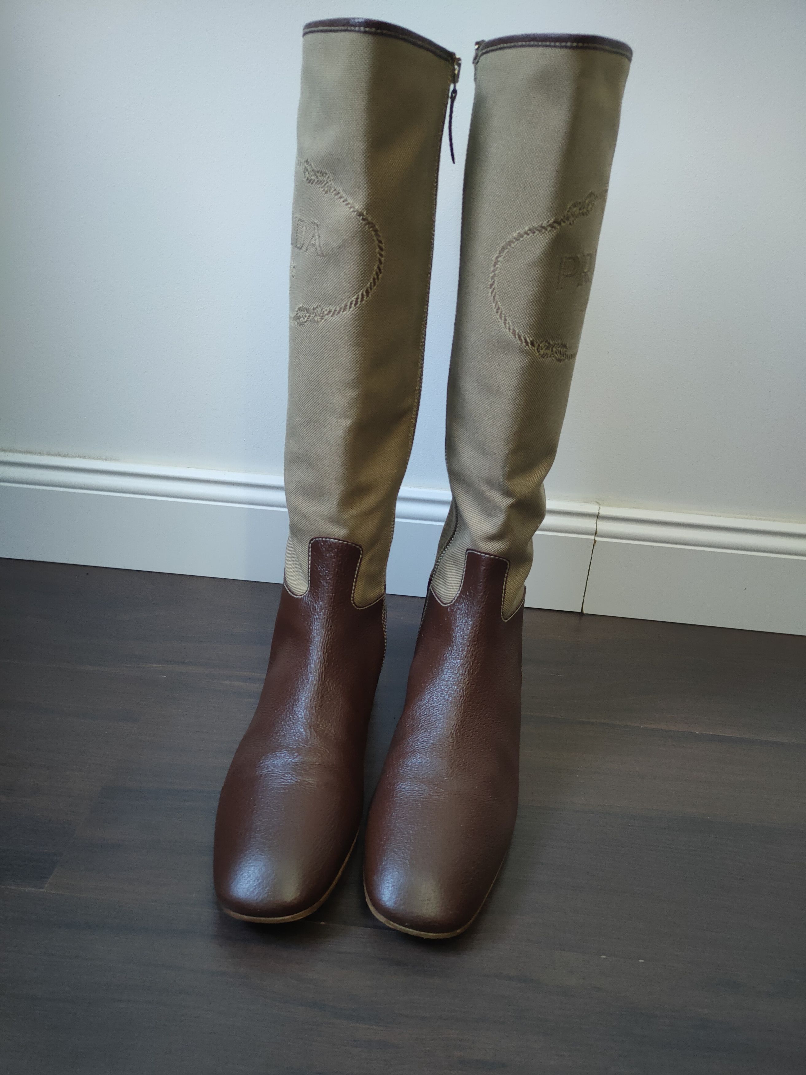 Prada × Vintage Vintage 90s Women's Prada Leather Riding Boots Brown EU 40 Size US 7 / IT 37 - 3 Thumbnail