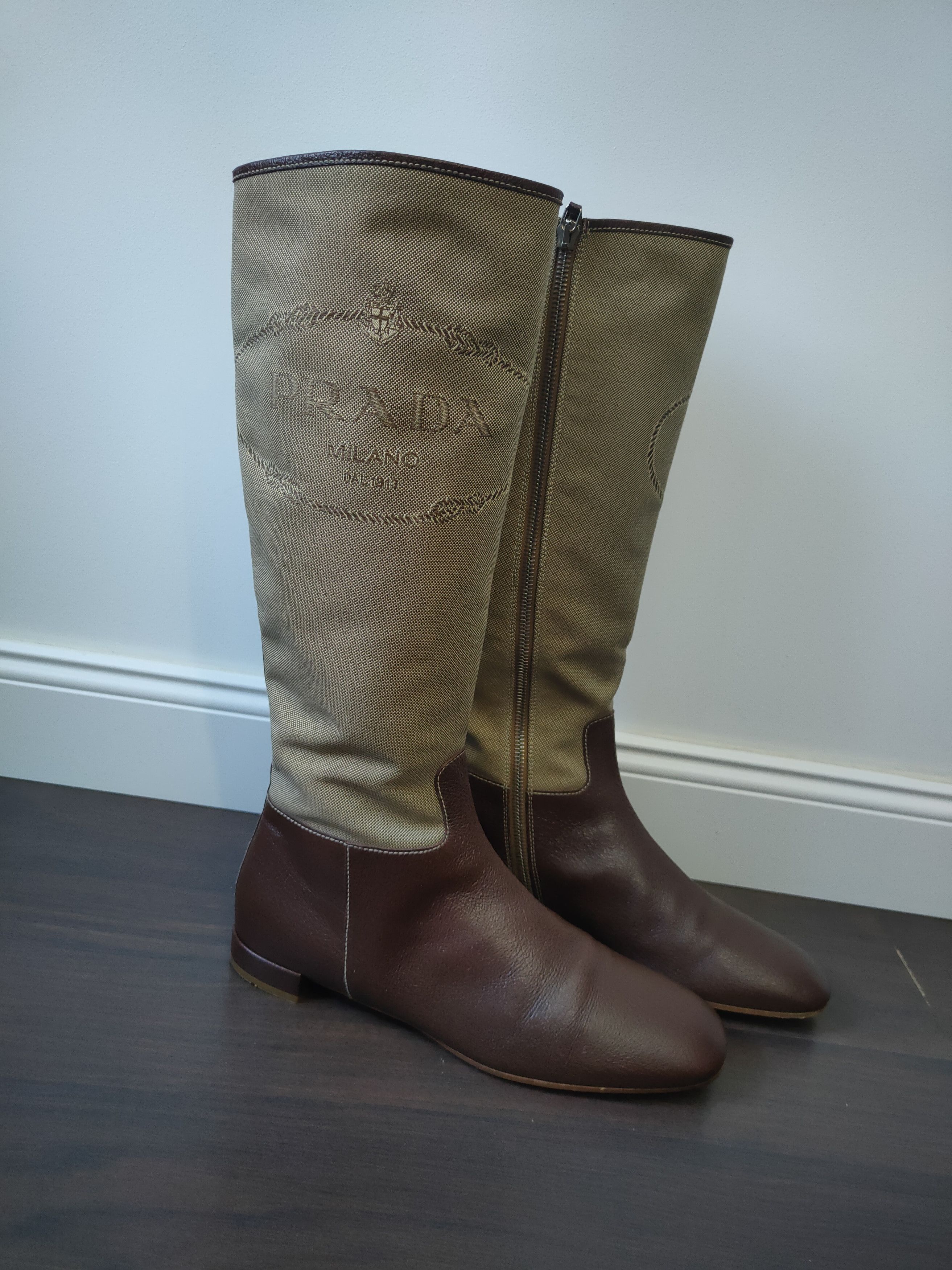 Prada × Vintage Vintage 90s Women's Prada Leather Riding Boots Brown EU 40 Size US 7 / IT 37 - 2 Thumbnail