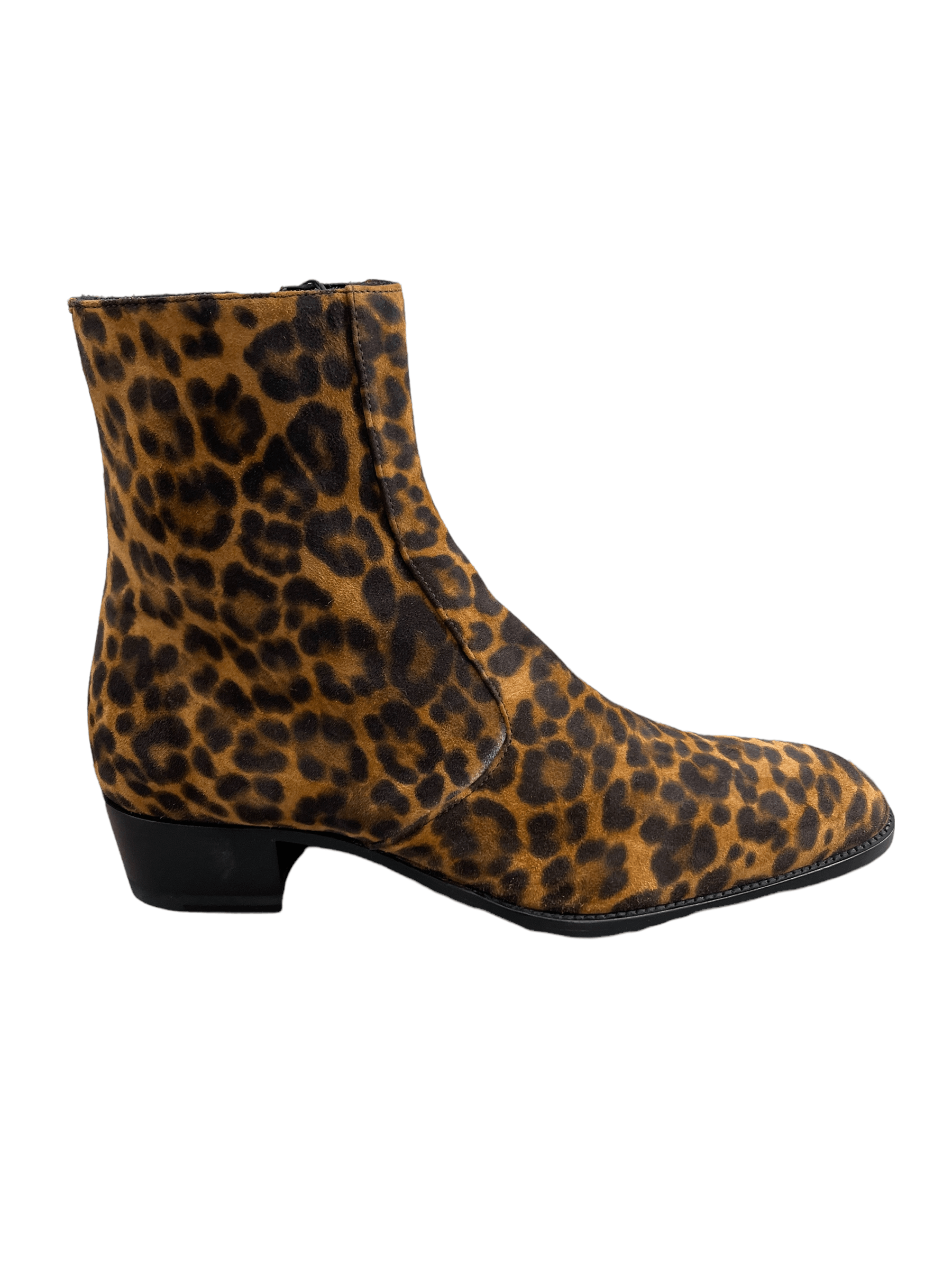 Saint Laurent Wyatt Suede Leopard Boots