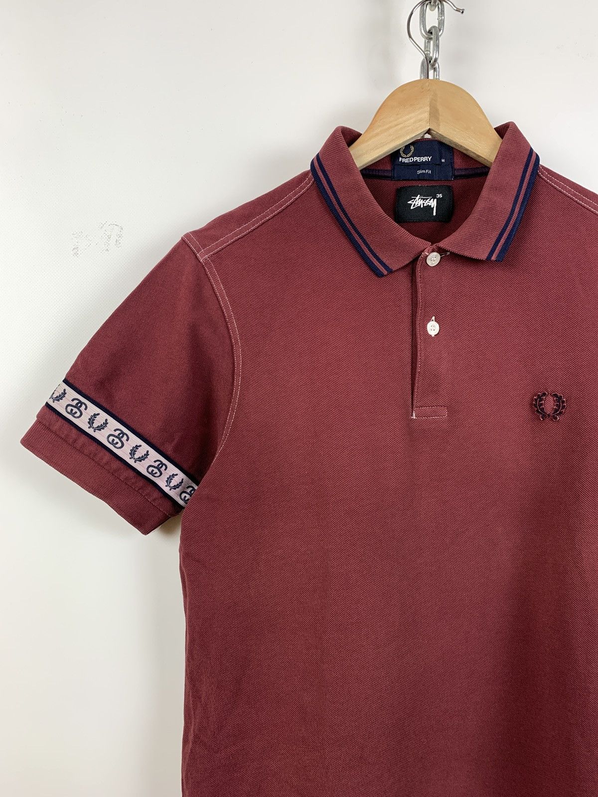 Fred Perry Vintage Fred Perry x Stussy Burgundy Polo T-Shirt Size US S / EU 44-46 / 1 - 3 Thumbnail