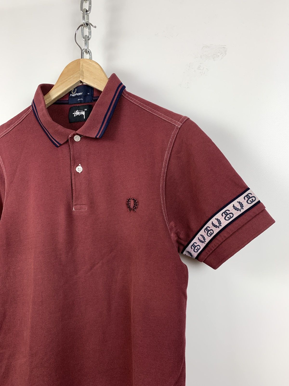 Fred Perry Vintage Fred Perry x Stussy Burgundy Polo T-Shirt Size US S / EU 44-46 / 1 - 2 Thumbnail