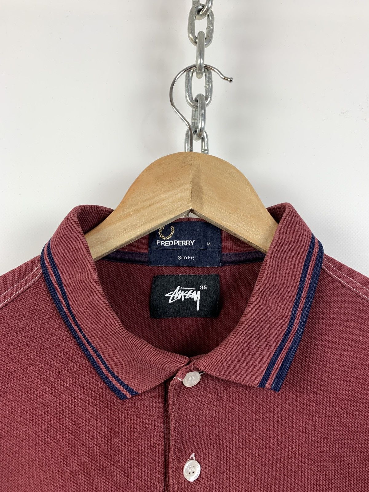 Fred Perry Vintage Fred Perry x Stussy Burgundy Polo T-Shirt Size US S / EU 44-46 / 1 - 7 Thumbnail