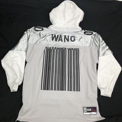 Alexander Wang Men's Hybrid Football Jersey Sweatshirt Hoodie In Black