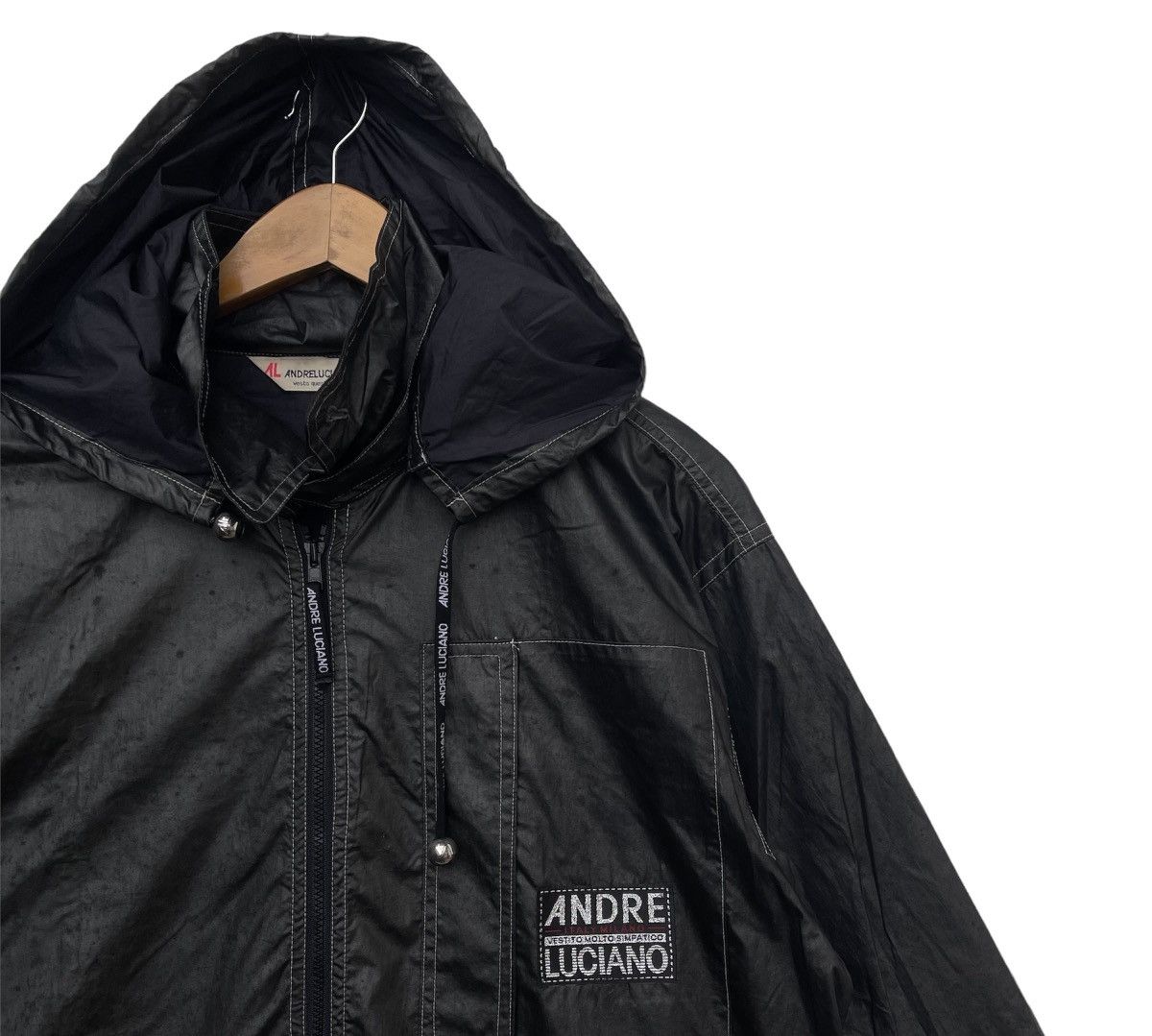 Vintage Vintage 90s Andre Luciano Wet Look Long Jacket | Parka | L Size US L / EU 52-54 / 3 - 2 Thumbnail