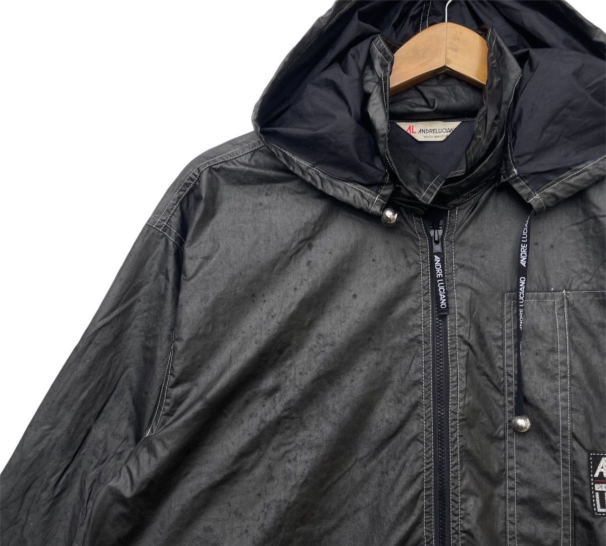 Vintage Vintage 90s Andre Luciano Wet Look Long Jacket | Parka | L Size US L / EU 52-54 / 3 - 7 Thumbnail