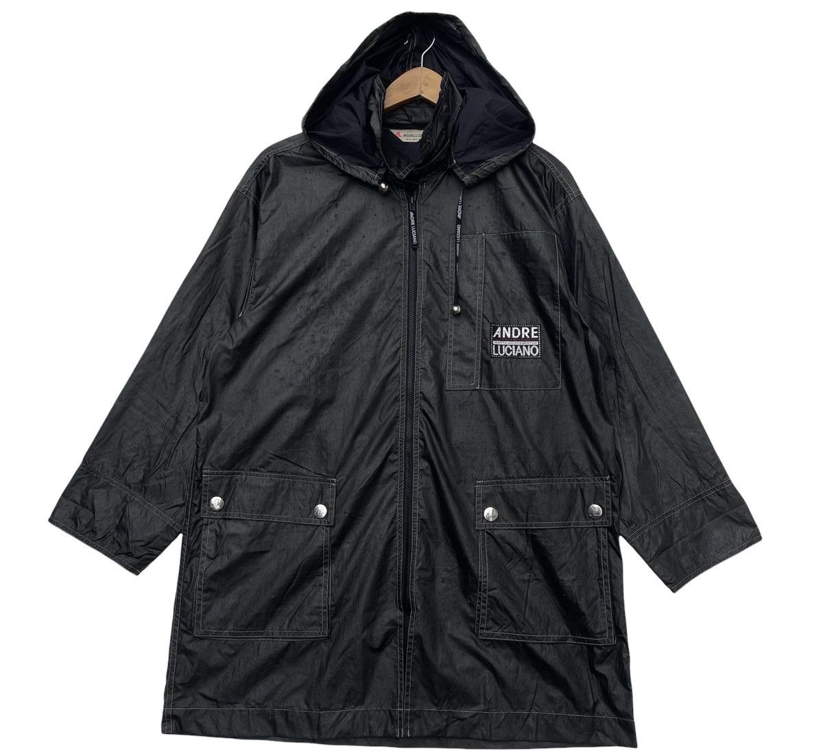 Vintage Vintage 90s Andre Luciano Wet Look Long Jacket | Parka | L Size US L / EU 52-54 / 3 - 1 Thumbnail
