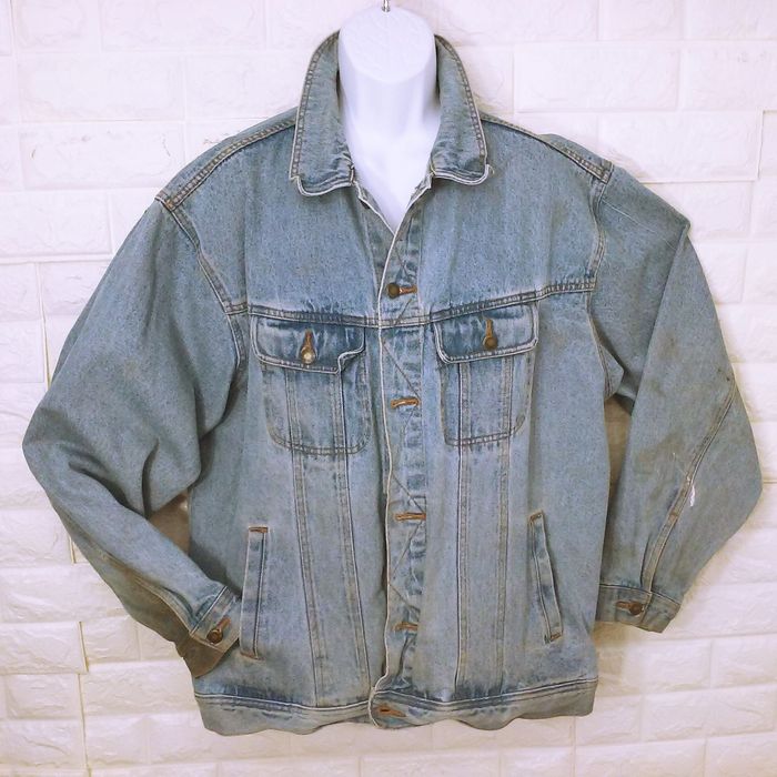 Vintage 80s Wrangler Rugged Wear Jean Jacket Men's 3X Distressed