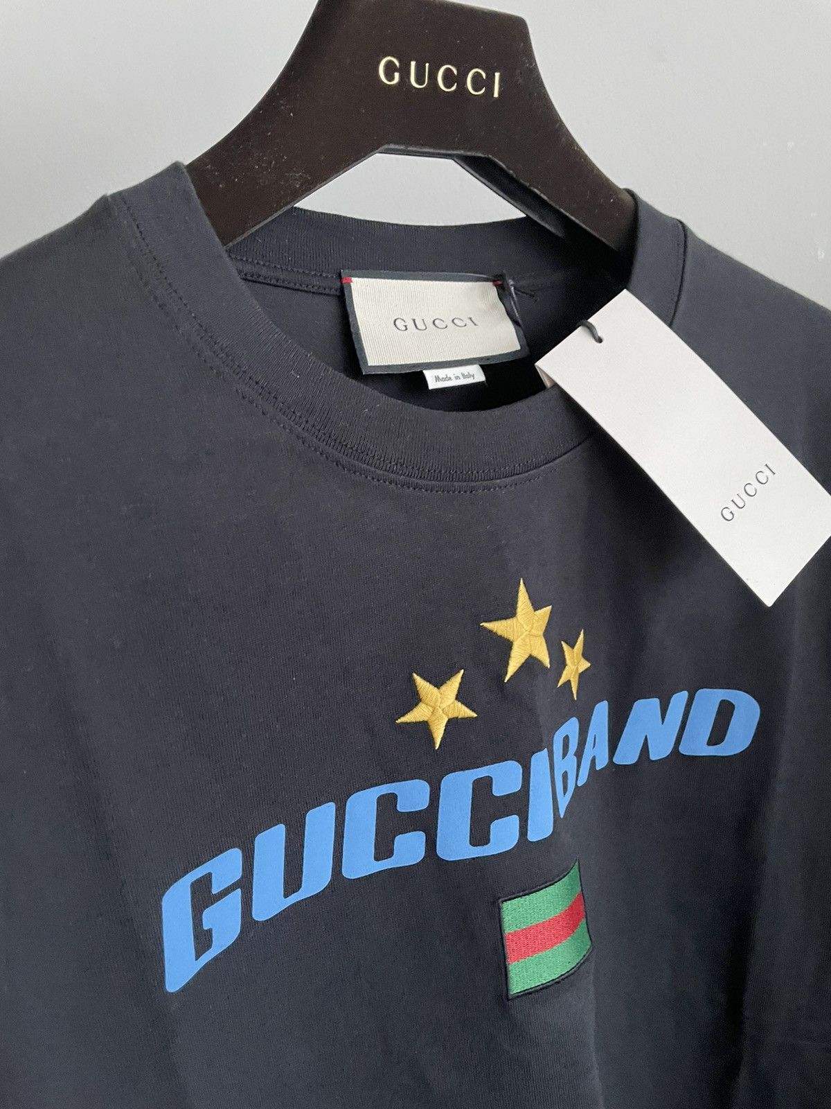 Gucci NEW Rare Sold Out Super Runway Gucci Band Logo Tee T-shirt Size US XL / EU 56 / 4 - 15 Thumbnail