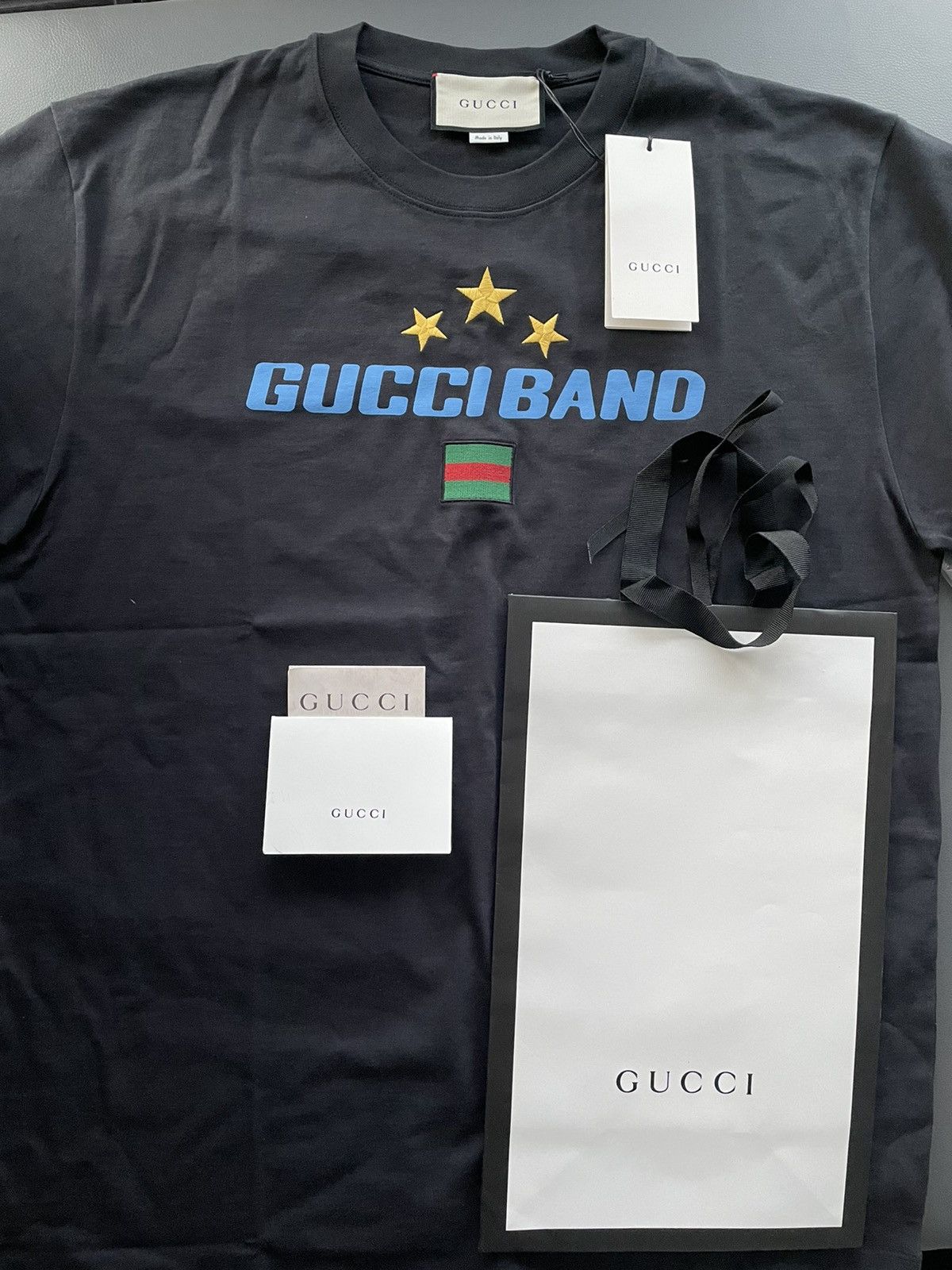 Gucci NEW Rare Sold Out Super Runway Gucci Band Logo Tee T-shirt Size US XL / EU 56 / 4 - 14 Thumbnail