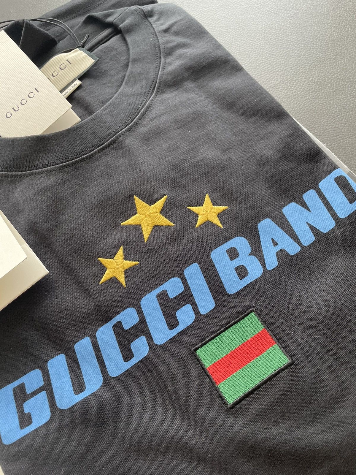 Gucci NEW Rare Sold Out Super Runway Gucci Band Logo Tee T-shirt Size US XL / EU 56 / 4 - 23 Thumbnail