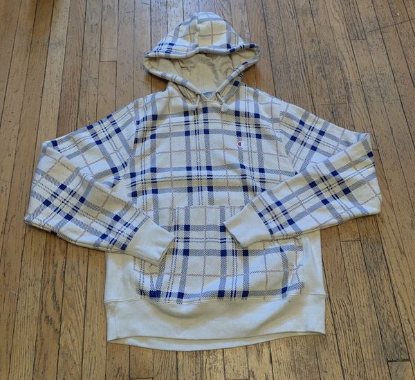 Champion uo exclusive plaid reverse weave hoodie outlet sweatshirt