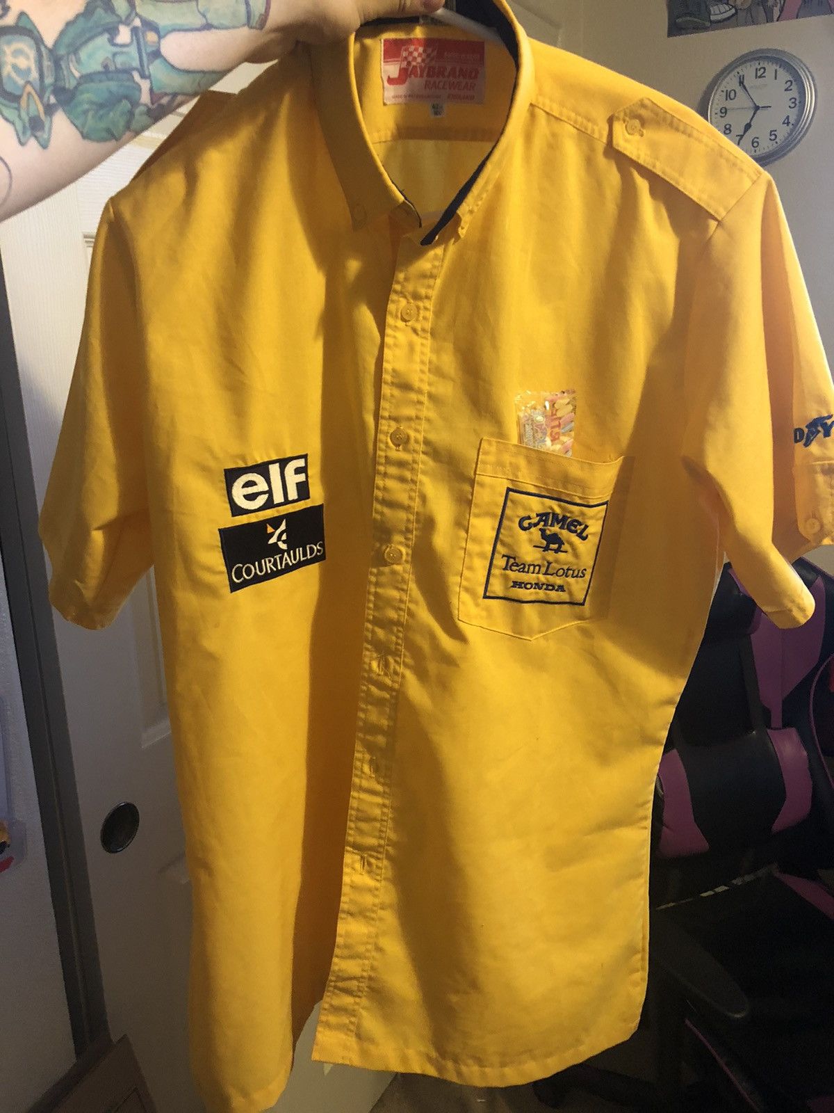 ビンテージ　CAMEL HONDA ピットシャツ Fサイズ2枚セット Camel Vintage Honda/Lotus F1 button up worn by pit crew members