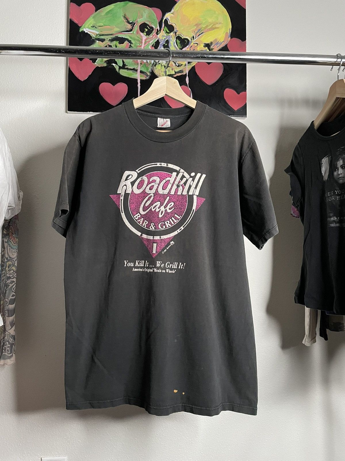 Vintage super fade 90s Road Kill Cafe tshirt