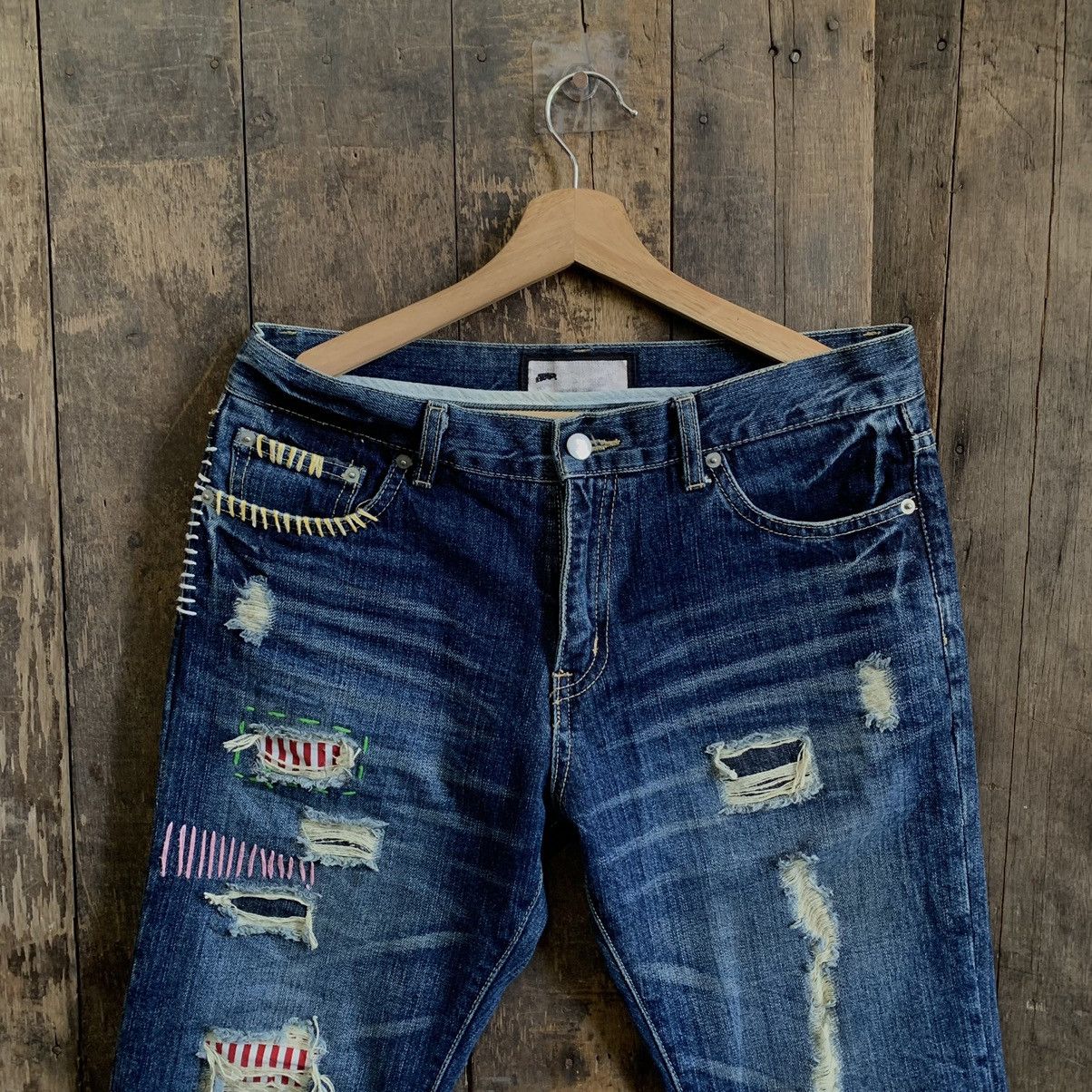 Japanese Brand Vintage Distressed Denim Jeans Size US 34 / EU 50 - 3 Thumbnail