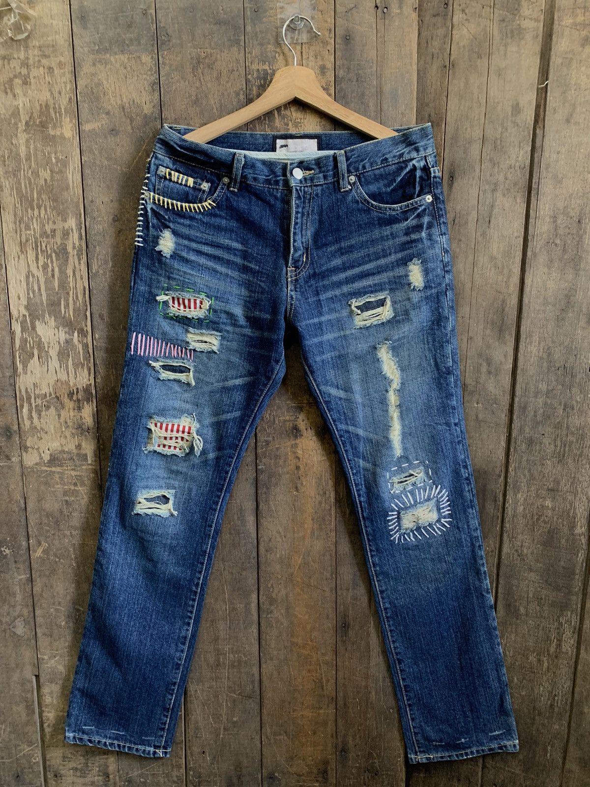 Japanese Brand Vintage Distressed Denim Jeans Size US 34 / EU 50 - 13 Thumbnail